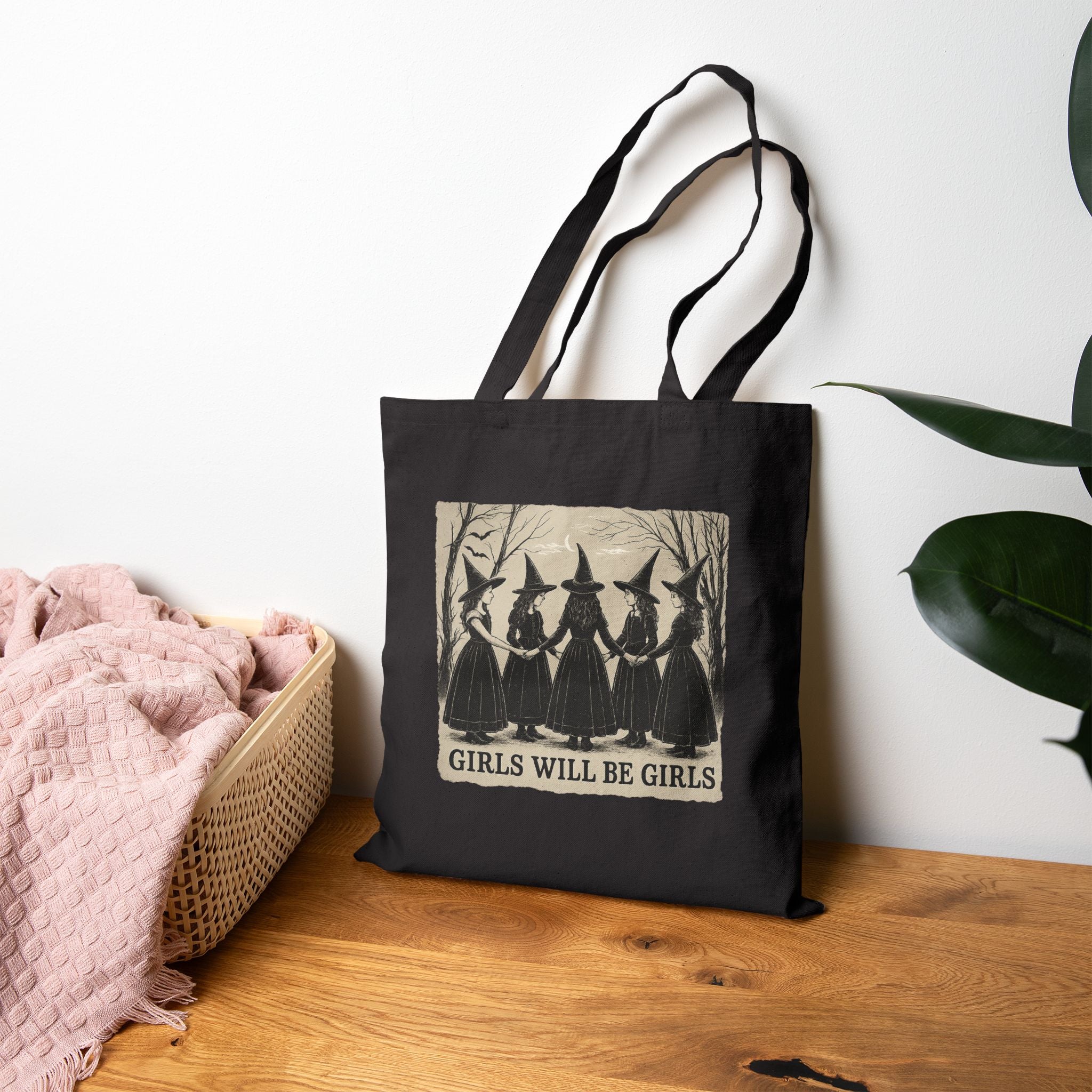 Witchy Girls Tote Bag | Halloween Shopping Bag, Eco-Friendly Tote, Gift for Witches, Witchcraft Accessory, Canvas Bag, Girls Night Out