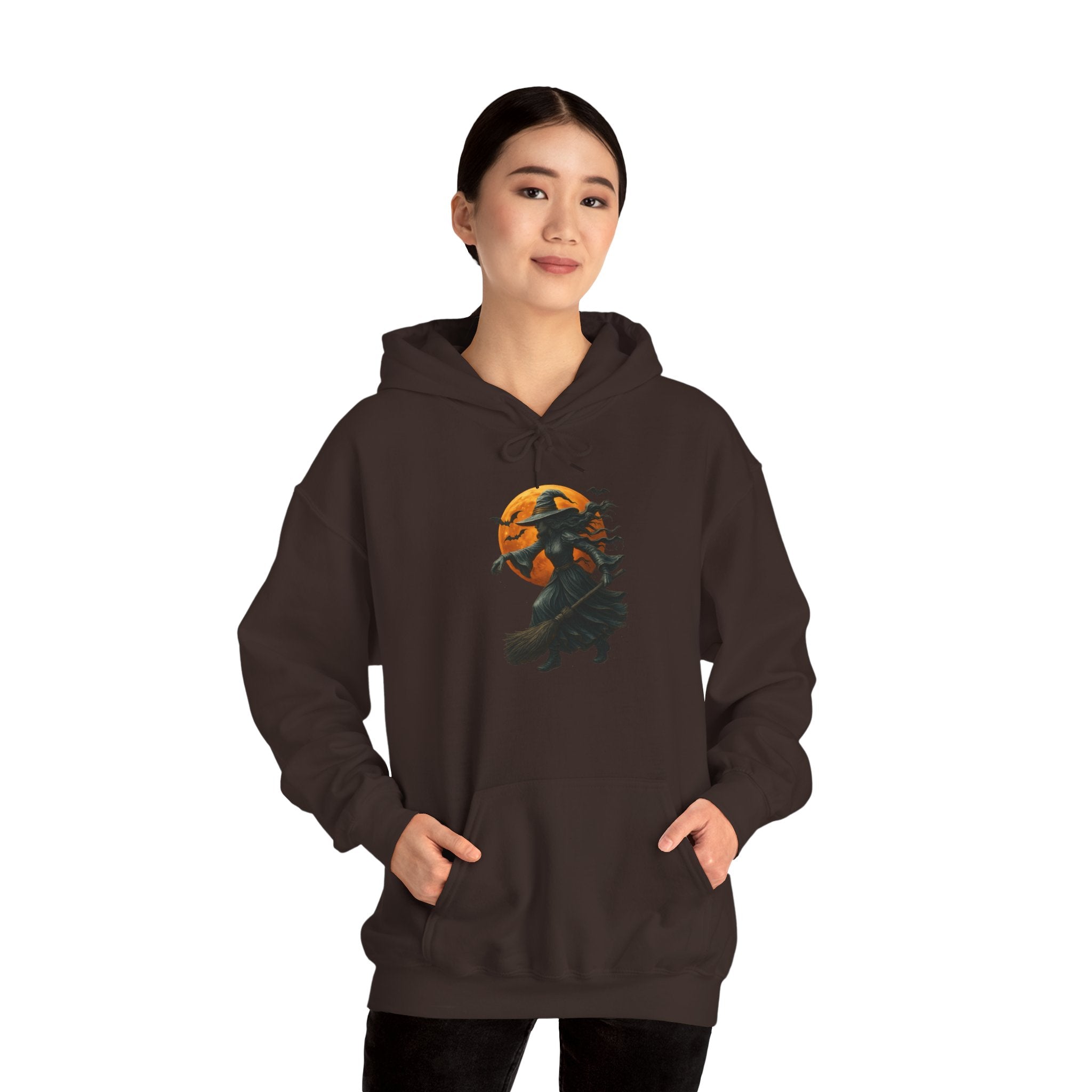 Halloween-Inspired Witch Hoodie, Cozy Fall Sweatshirt, Unisex Autumn Apparel, Spooky Season Gift, Perfect for October Celebrations