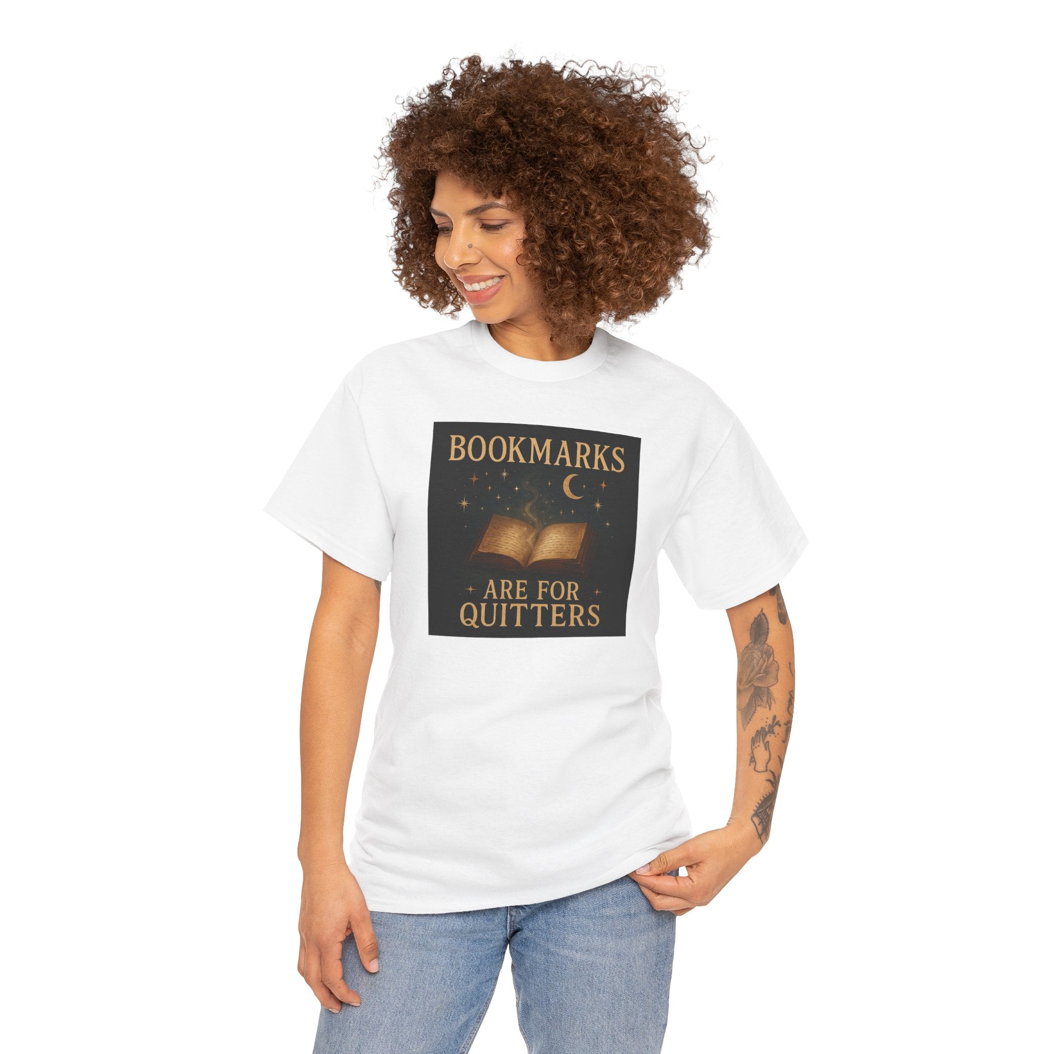 Bookmarks are for Quitters Unisex Cotton Tee, Funny Gift, Reading Shirt, Literary Quote Apparel, Bookworm Fashion, Cute Book Shirt