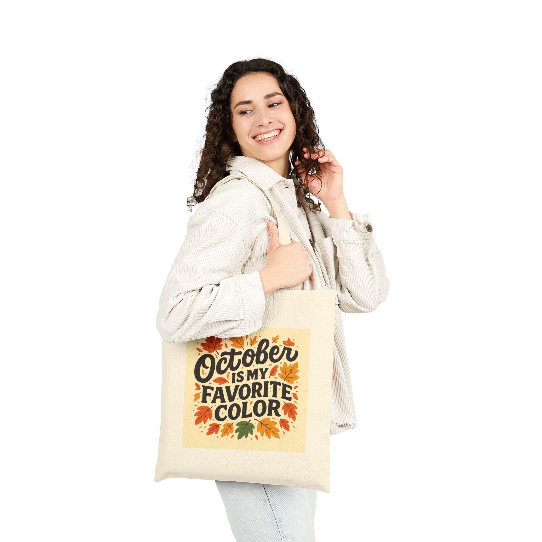 October is My Favorite Color Tote Bag, Fall Tote, Autumn Shopping Bag, Gift for October Birthdays, Eco-Friendly Canvas Bag