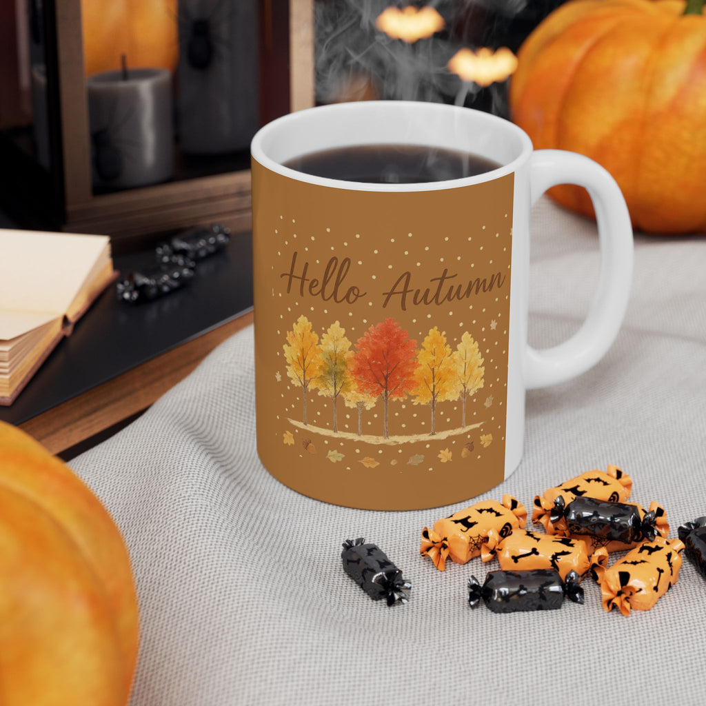 Autumn Leaves Ceramic Mug, Cozy Coffee Cup, Fall Decor, Thanksgiving Gift, Hot Beverage Mug, Seasonal Kitchenware