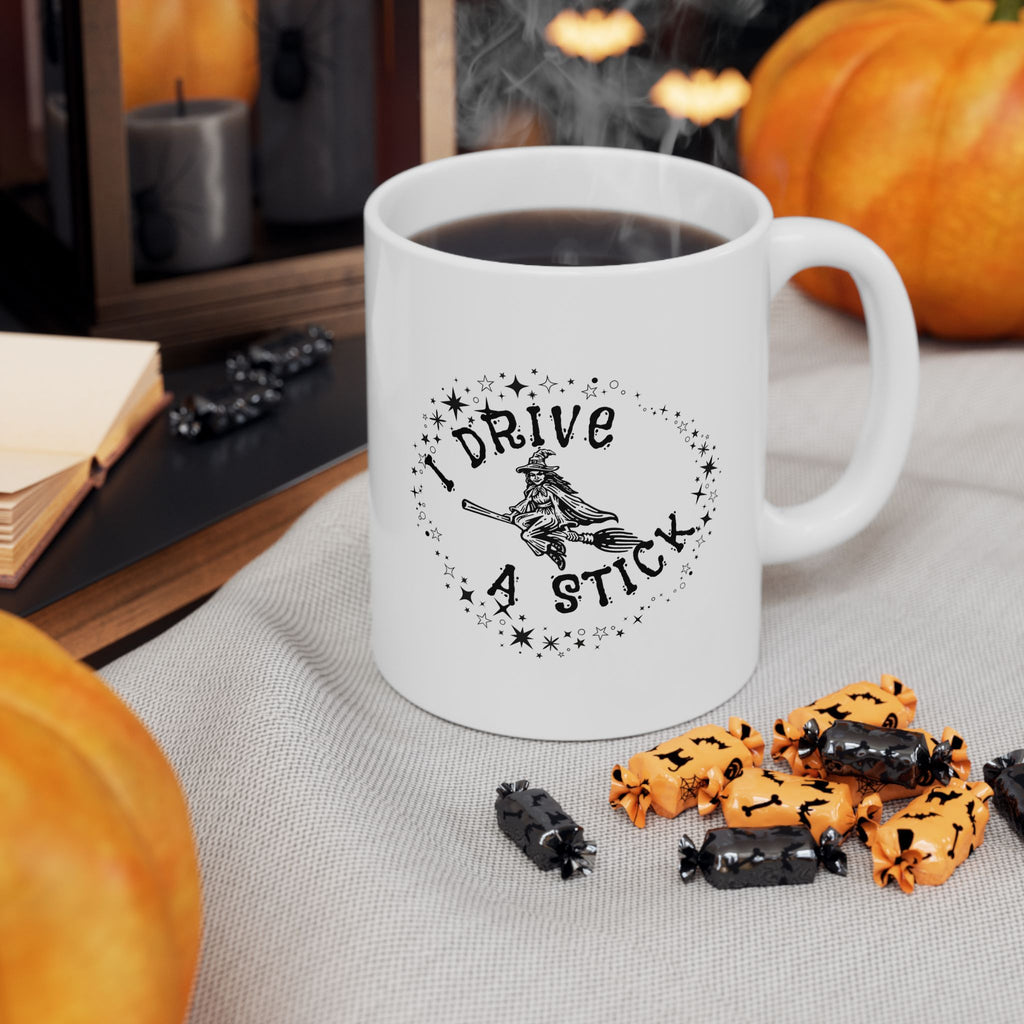 Magical Coffee Mug - I Drive a Stick Witch Coffee Mug, Inspirational Drinkware, Gift for Friends, Unique Kitchen Decor