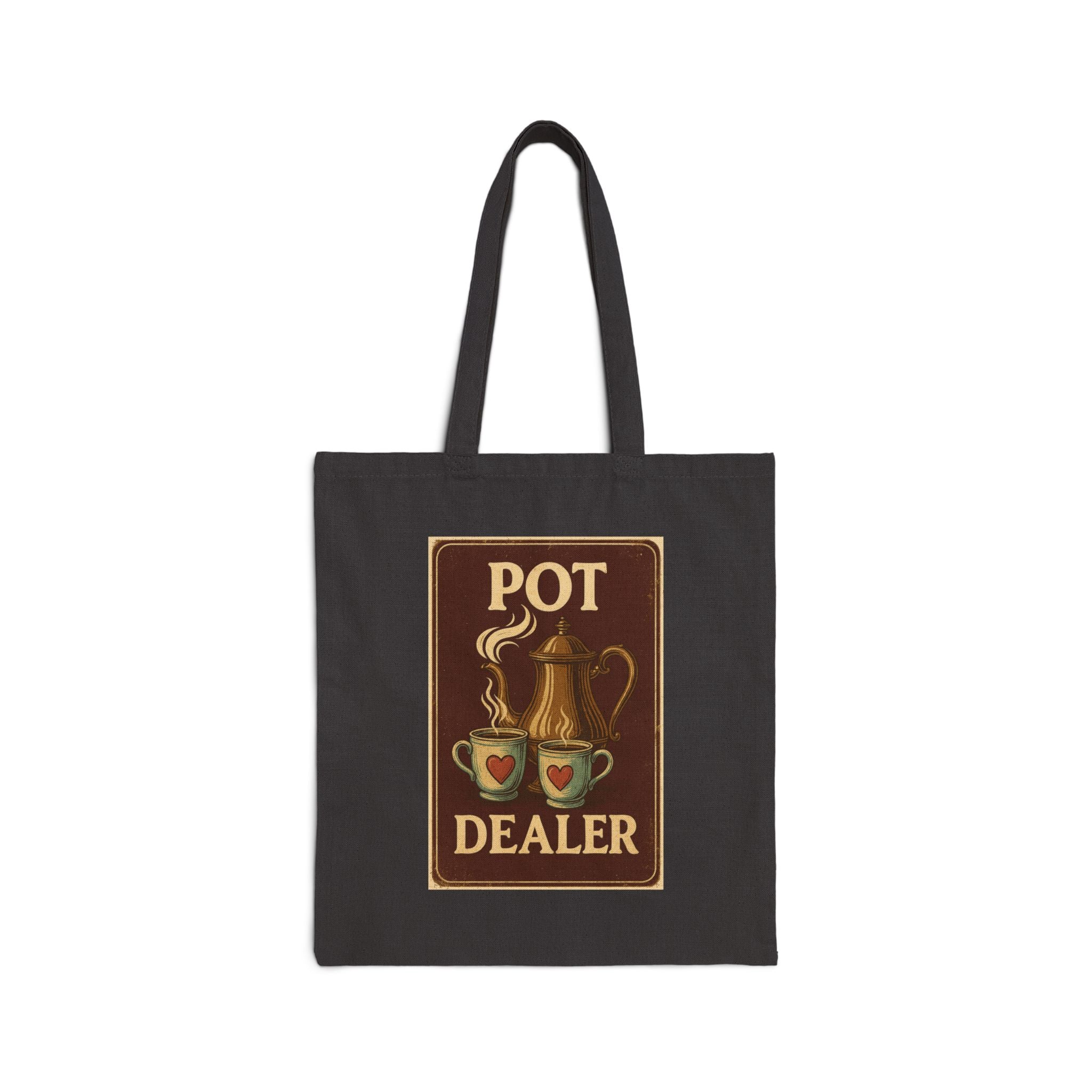 Vintage-COFFEE POT Inspired Cotton Canvas Tote Bag, Eco-Friendly Shopping Bag, Gift for Coffee Lovers, Pot Dealer Design, Retro Canvas Tote