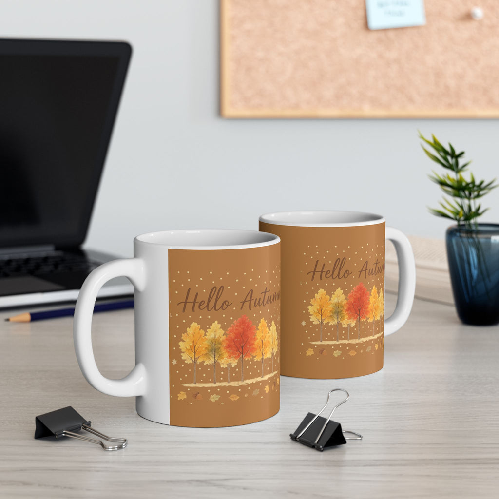 Autumn Leaves Ceramic Mug, Cozy Coffee Cup, Fall Decor, Thanksgiving Gift, Hot Beverage Mug, Seasonal Kitchenware