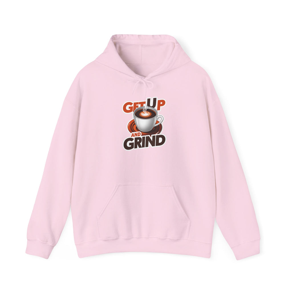 Get Up and Grind Motivational Coffee -Themed Hoodie | Motivational Gift for Coffee Lovers, Unisex Casual Wear, Perfect for Gym, School, Office