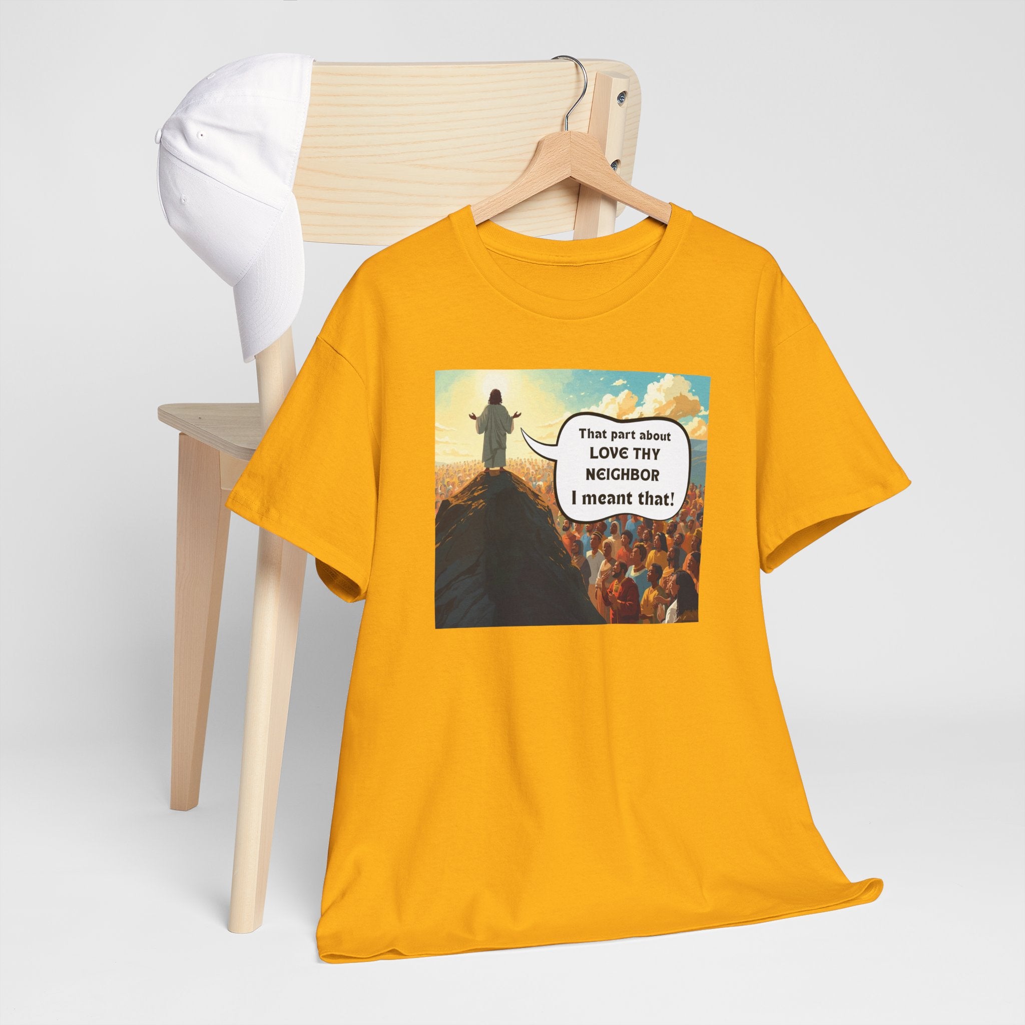 Love They Neighbor - Inspirational Quote Tee - Unisex Heavy Cotton T-Shirt, Motivational Gift, Relaxed Style, Everyday Wear,