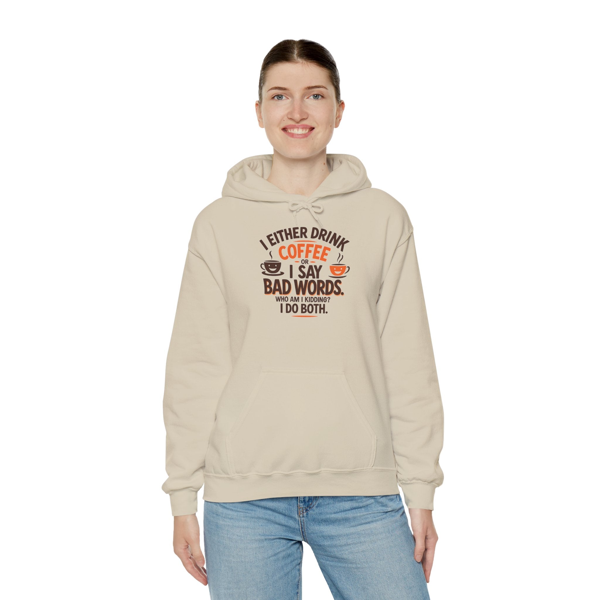 I drink coffee or say bad words, Coffee Lovers Hoodie - Unisex Funny Sweatshirt, Gift for Coffee Addicts, Unique Design, Great for Casual Wear, Perfect for Holidays
