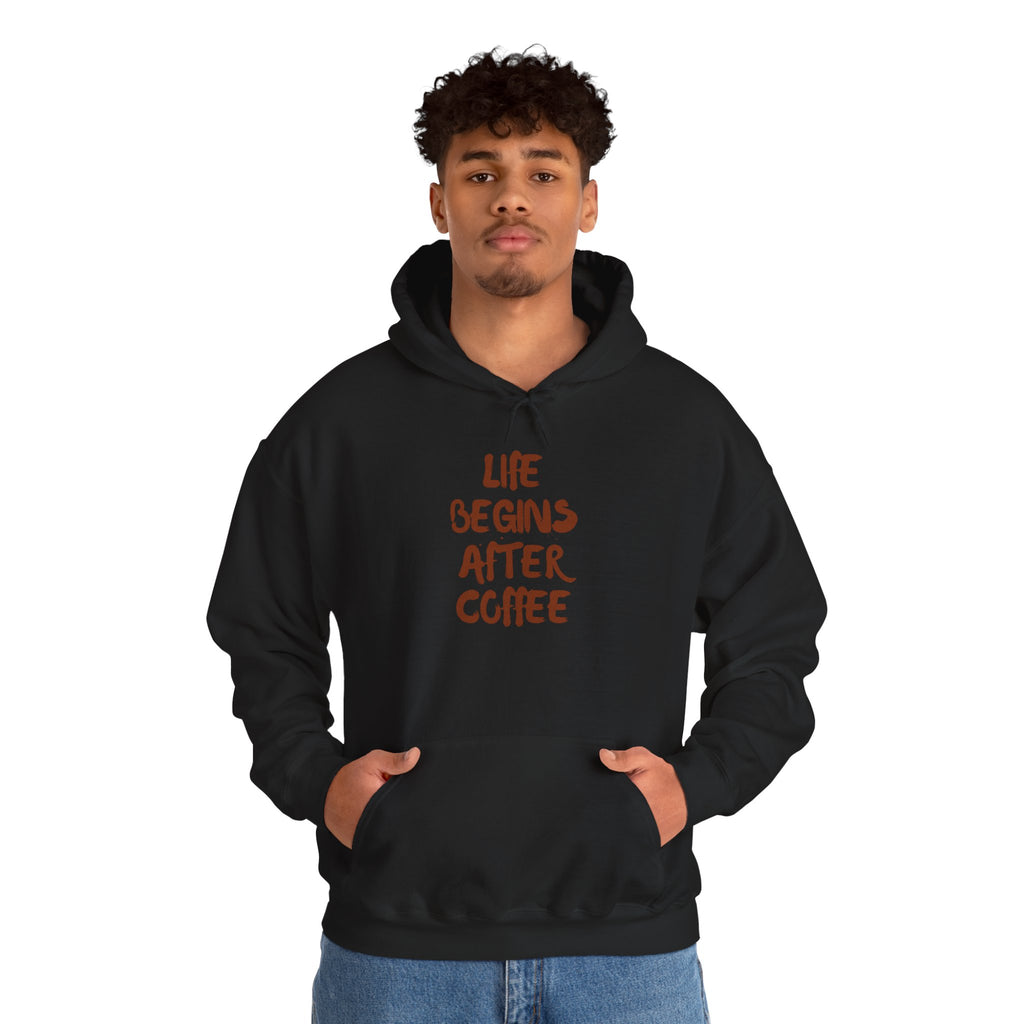 Life Begins After Coffee Hoodie - Cozy Unisex Hooded Sweatshirt for Coffee Lovers, Perfect Gift for Birthdays, Holidays, Relaxation