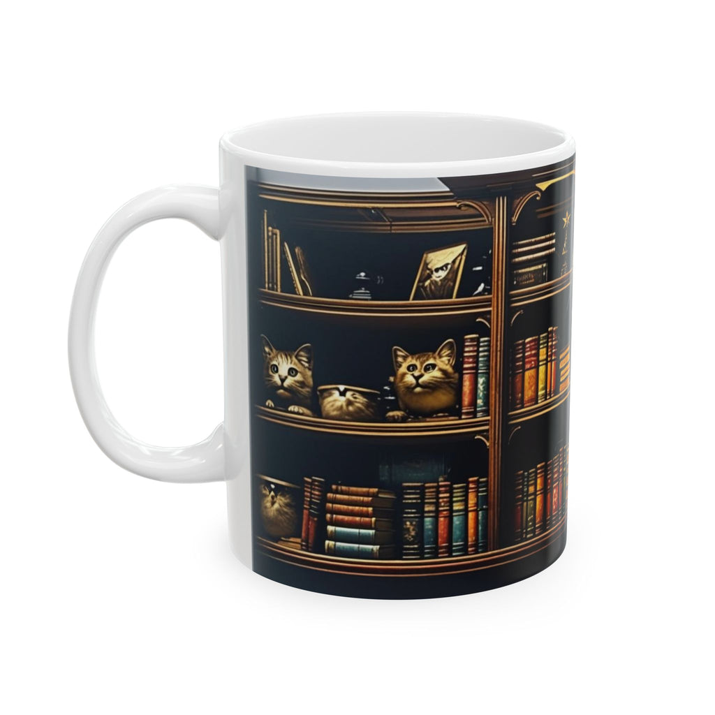 Cozy Cat Ceramic Mug - Perfect for Cat Lovers, Bookworms, Gifts, Home Decor, Coffee Tea Mug, Cat Lover Gifts, Book Lovers, Coffee Lovers