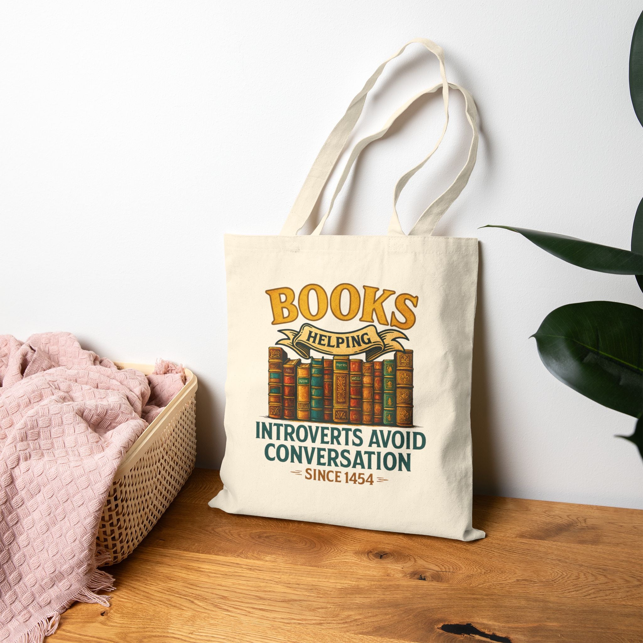 Books Helping Introverts Avoid Conversation Tote Bag, Eco-Friendly Tote, Gift for Book Lovers, Introvert Humor, Library Bag, Literary Gift