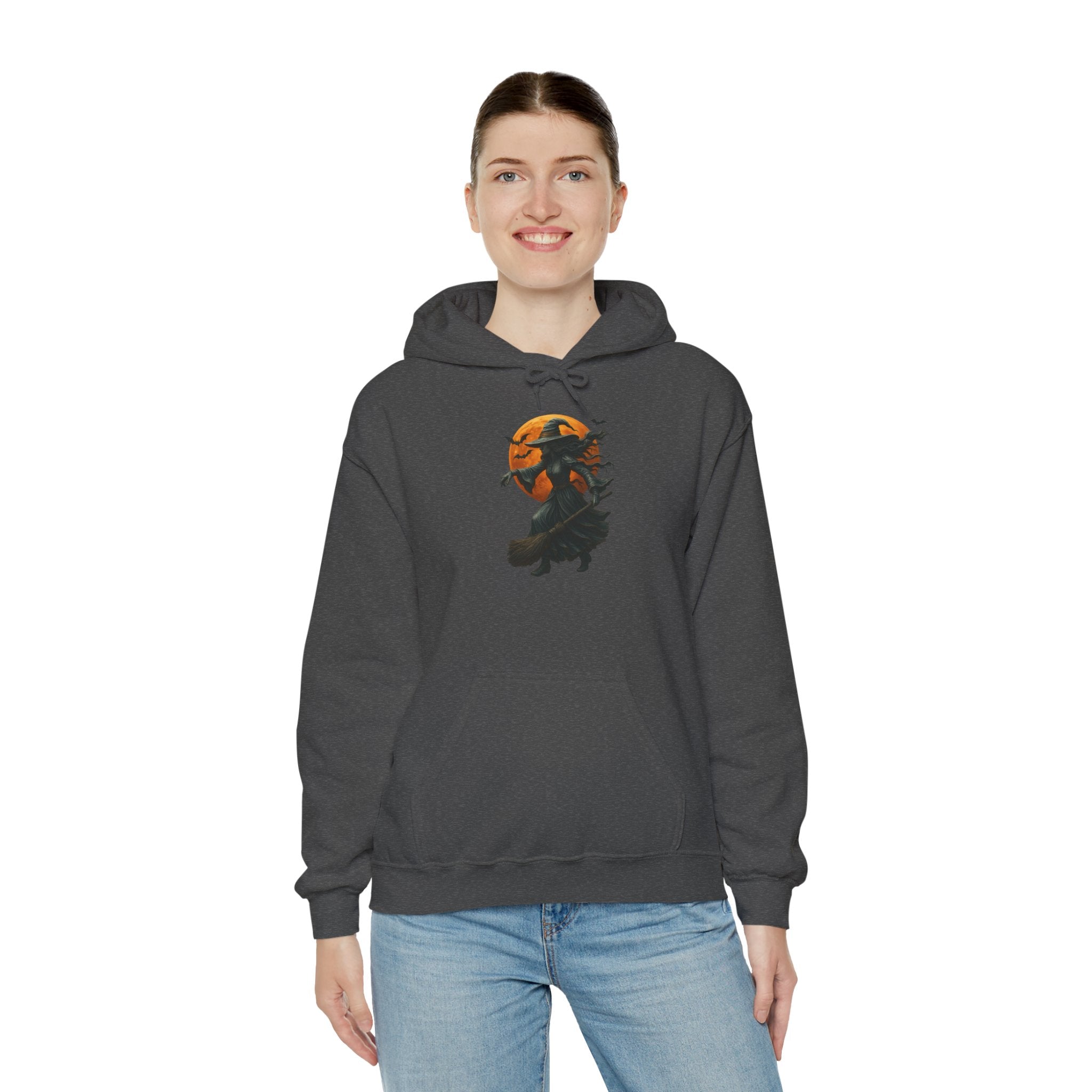 Halloween-Inspired Witch Hoodie, Cozy Fall Sweatshirt, Unisex Autumn Apparel, Spooky Season Gift, Perfect for October Celebrations