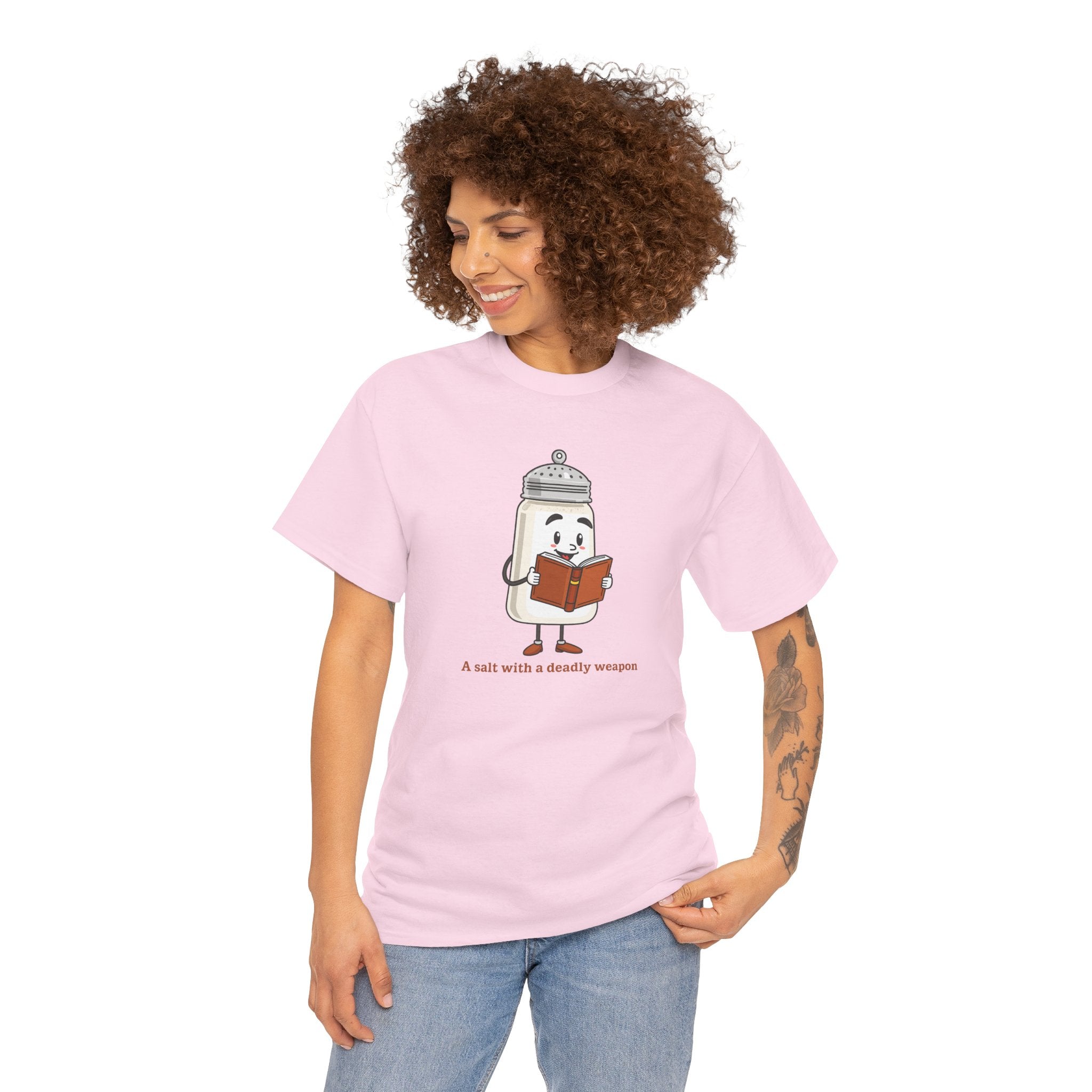 Funny Salt Bear Graphic Tee, Unisex Heavy Cotton Tee, Cute Gift for Food Lovers, Book Lovers, Unique Humor Shirt, Casual Everyday Wear