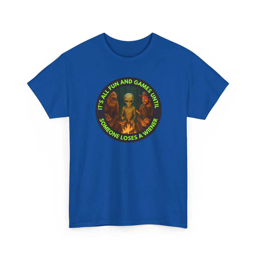 It's All Fun and Games Until... Funny Alien Camping T-shirt, Gift for Gamers, Casual Wear, Unique Statement