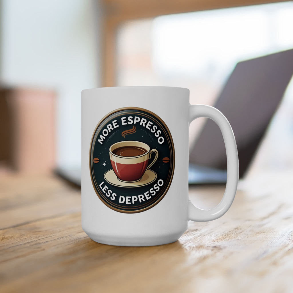Coffee Lover's Ceramic Mug with Espresso Design, Gift for Baristas, Tea Drinkers, Coffee Enthusiasts, Birthday, Home, Office