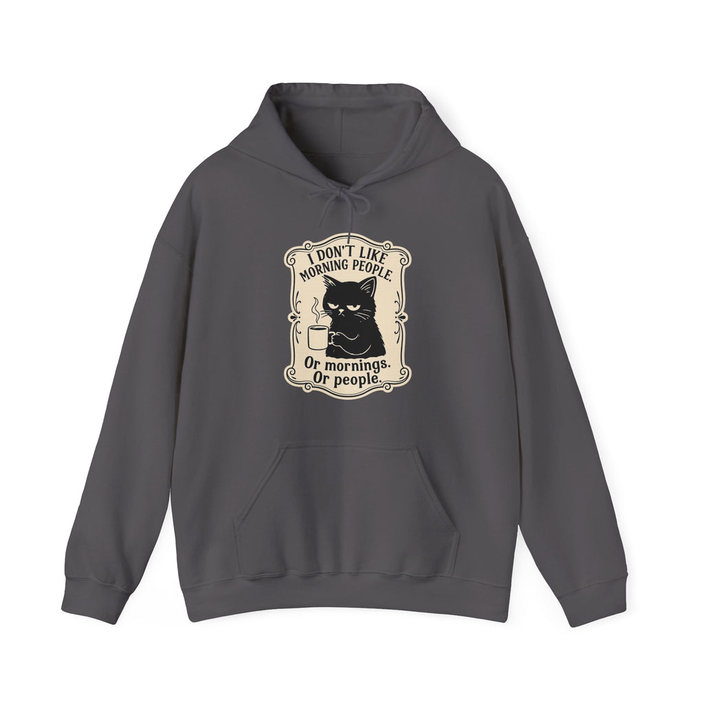 Cozy Cat Lover's Hoodie - 'I Don't Like Morning People' Design