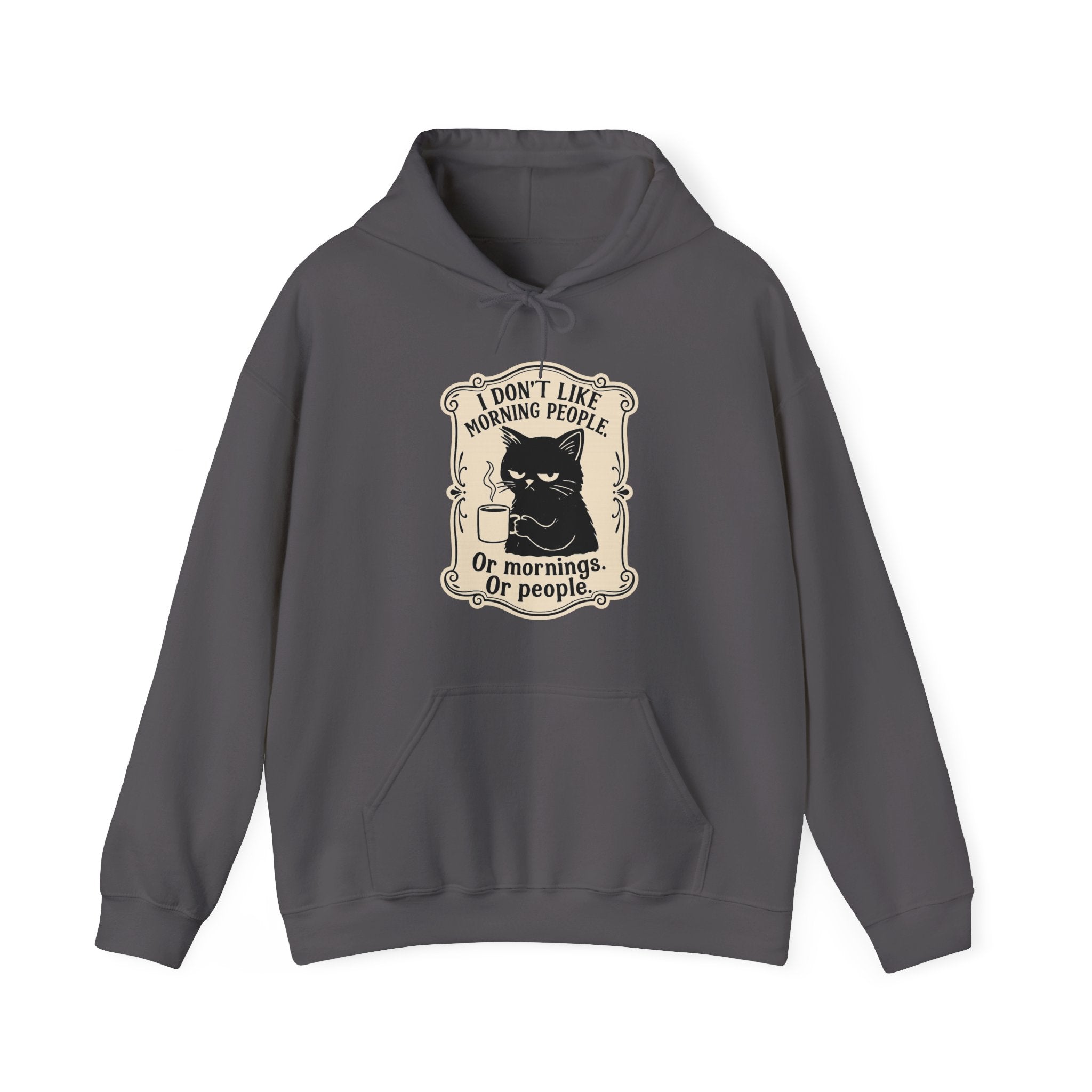 Cozy Cat Lover's Hoodie - 'I Don't Like Morning People' Design