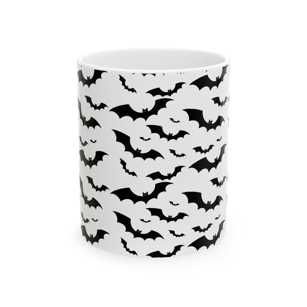 Spooky Bat Ceramic Mug, Halloween Coffee Cup, Gothic Drinkware, Dark Aesthetic Gift, Bat-Themed Tea Mug
