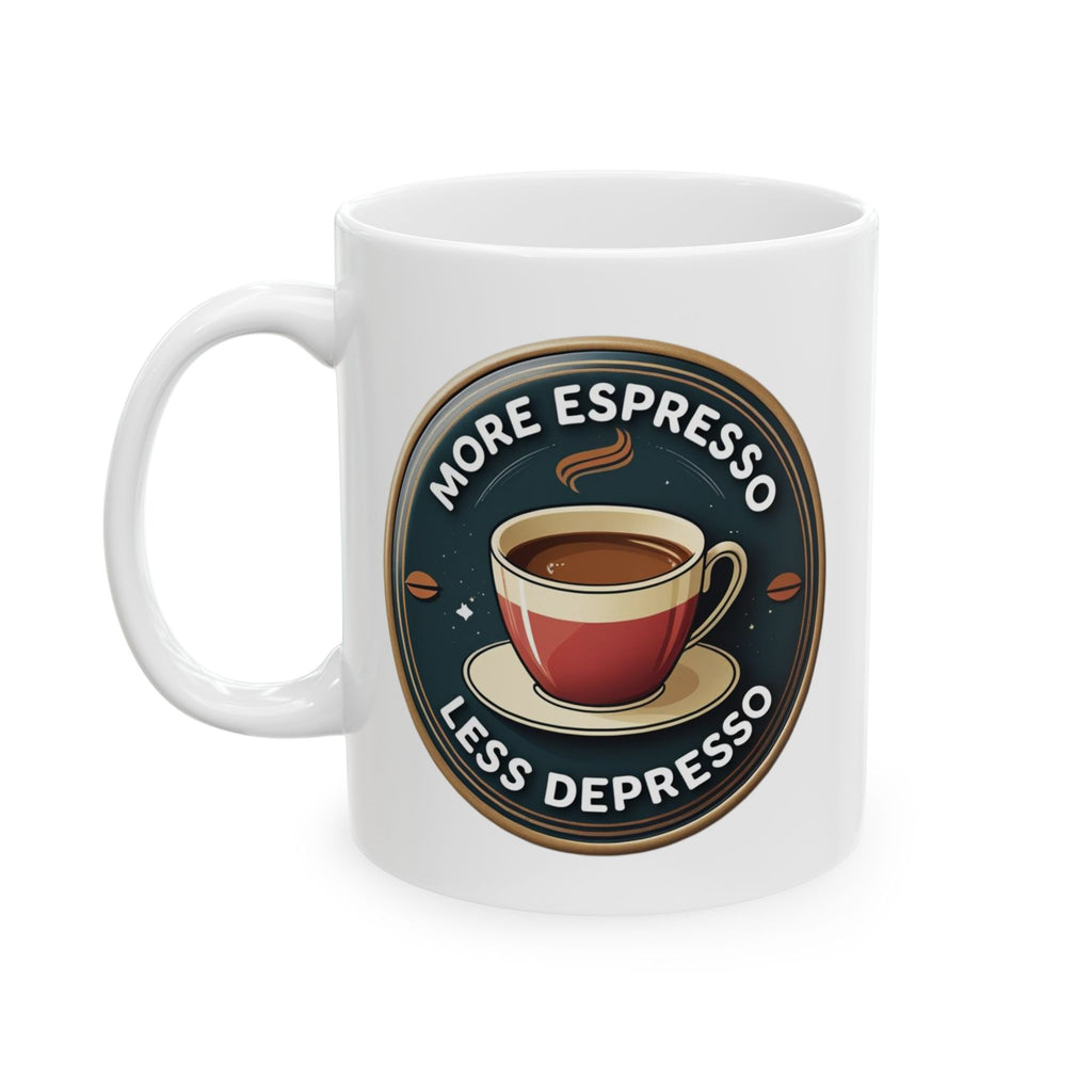 Coffee Lover's Ceramic Mug with Espresso Design, Gift for Baristas, Tea Drinkers, Coffee Enthusiasts, Birthday, Home, Office