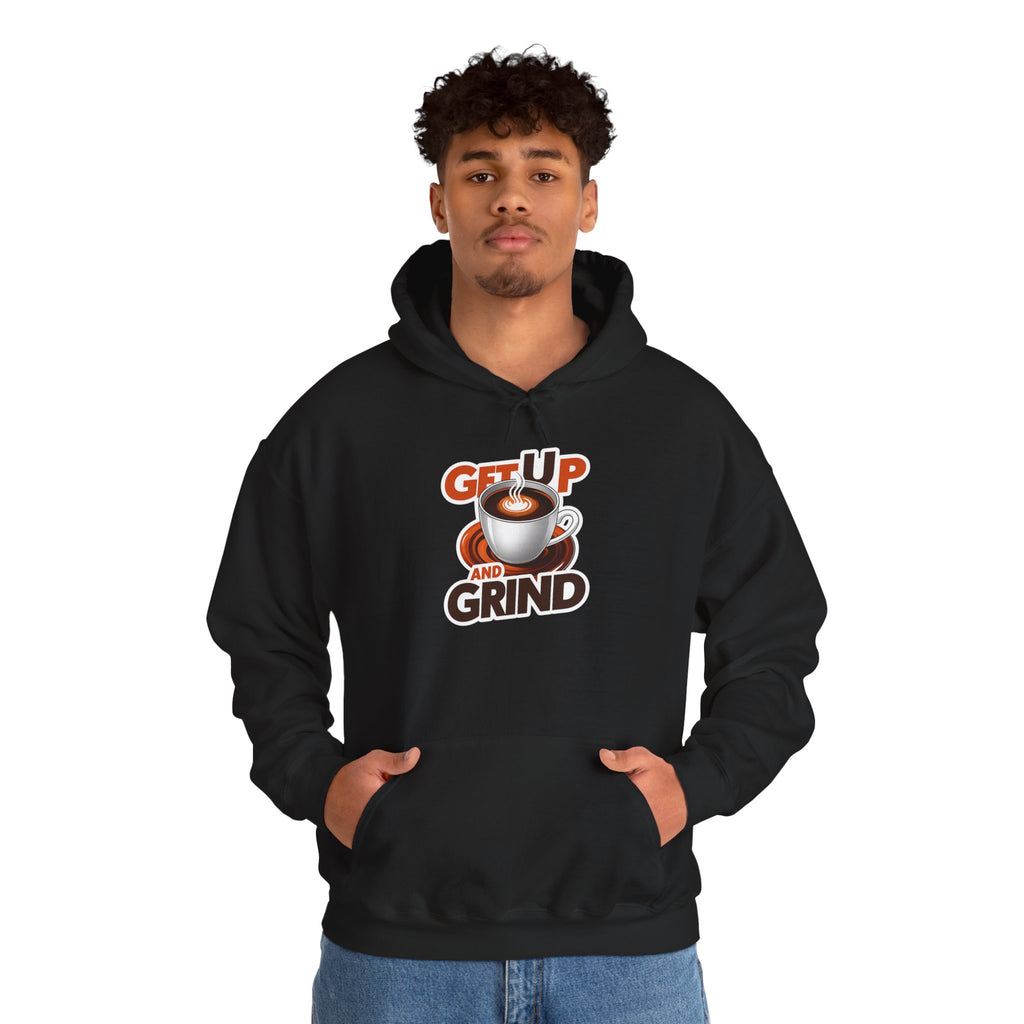 Get Up and Grind Motivational Coffee -Themed Hoodie | Motivational Gift for Coffee Lovers, Unisex Casual Wear, Perfect for Gym, School, Office