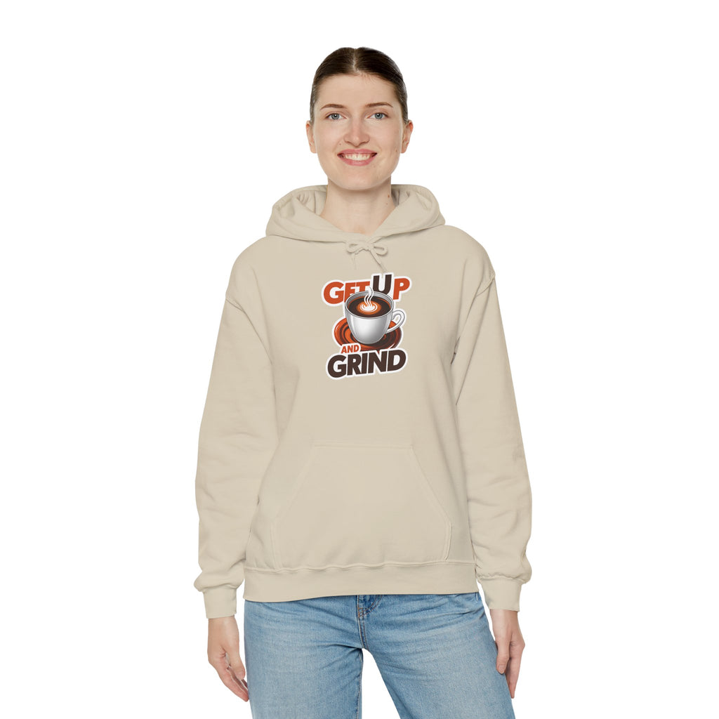 Get Up and Grind Motivational Coffee -Themed Hoodie | Motivational Gift for Coffee Lovers, Unisex Casual Wear, Perfect for Gym, School, Office