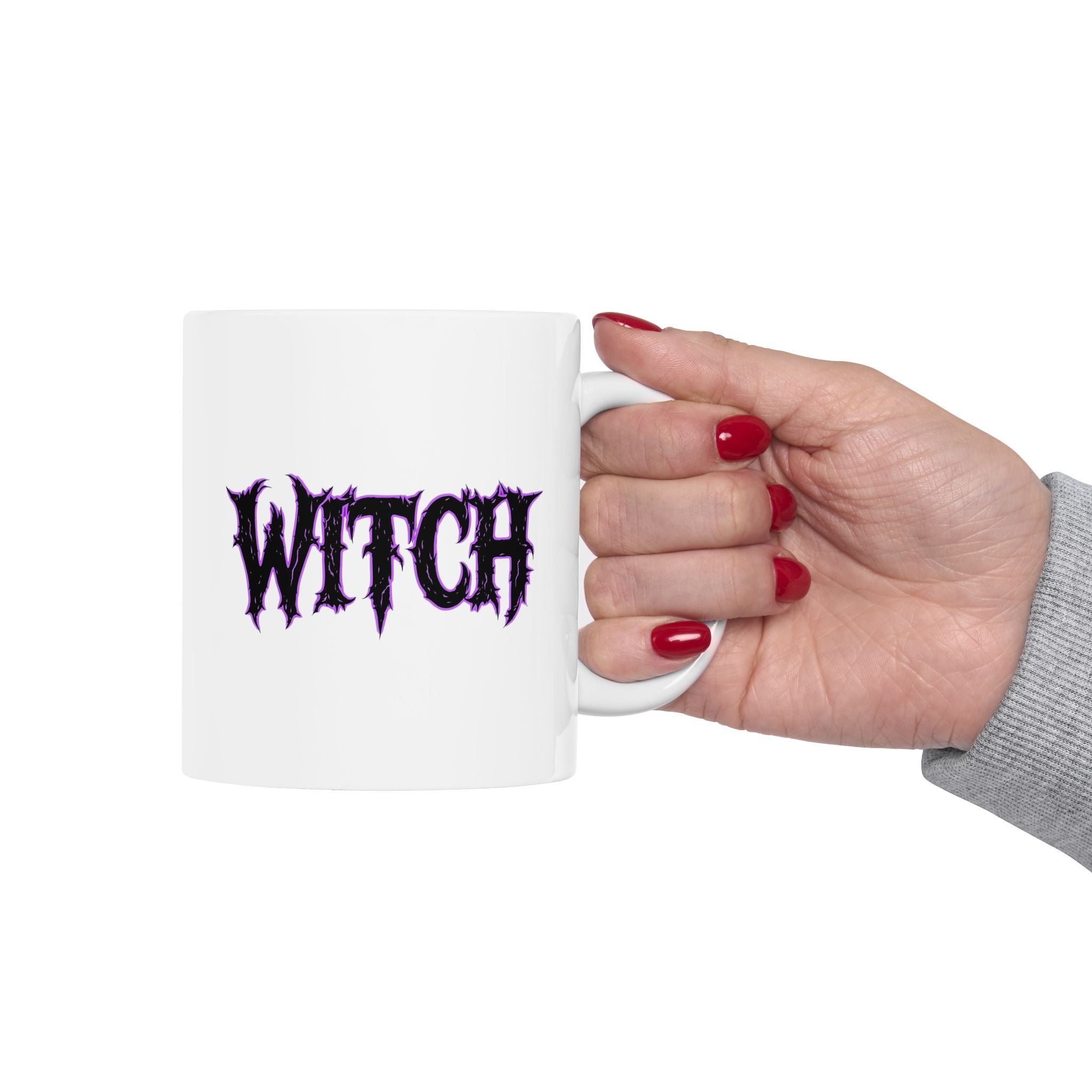 Cool, Spooky Black and Purple Witchy Ceramic Mug - Perfect for Coffee Lovers, Gift for Witches, Halloween Decor, Purple Design