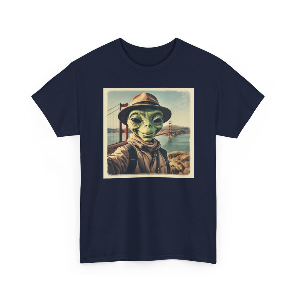 Alien Selfie Tee, Funny Graphic T-Shirt, Unique Art Shirt, Unisex Cotton Tee, Gift for Space Lovers, Quirky Style Wear