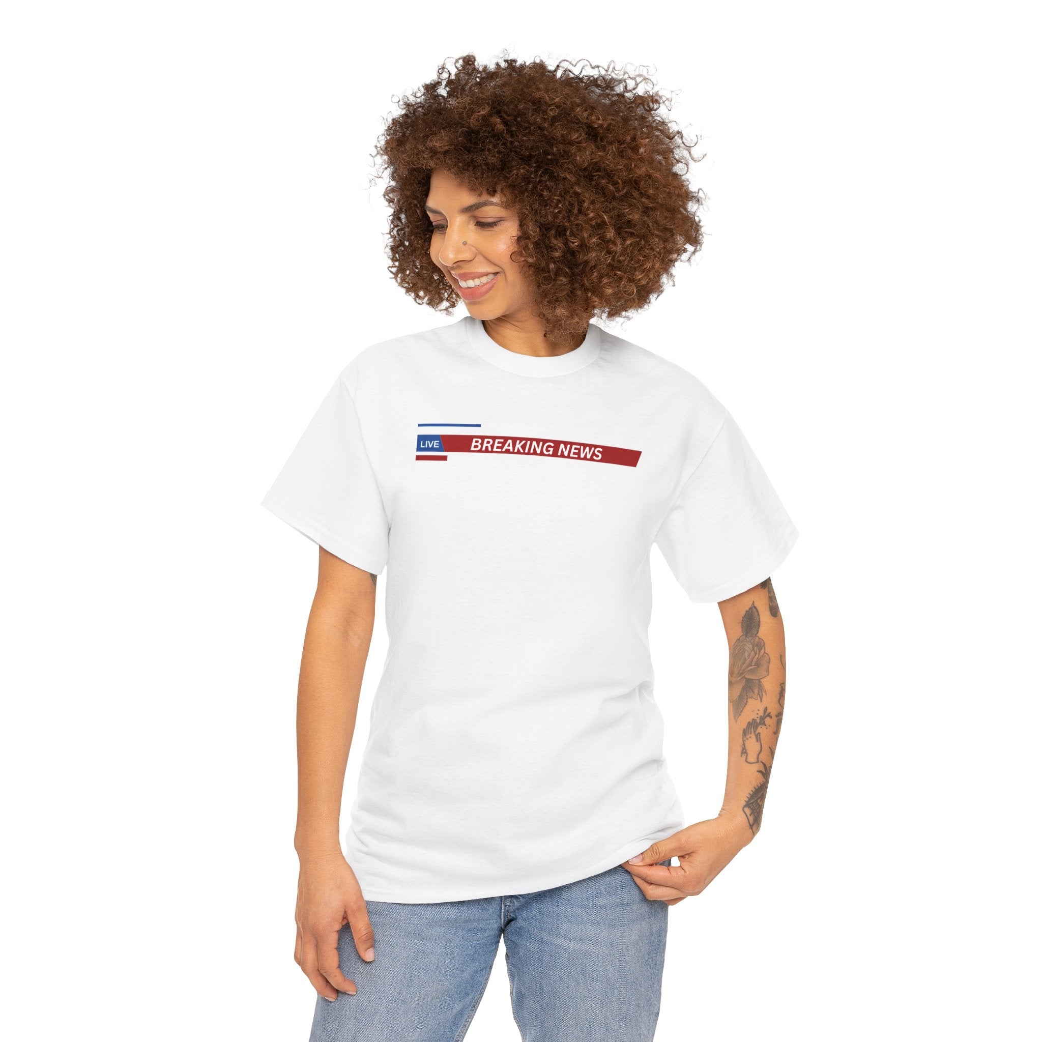 Breaking News Unisex Heavy Cotton Tee - Casual Wear, Gift for News Lovers, Birthday Shirt, Trendy Graphic Tee, Everyday Comfort
