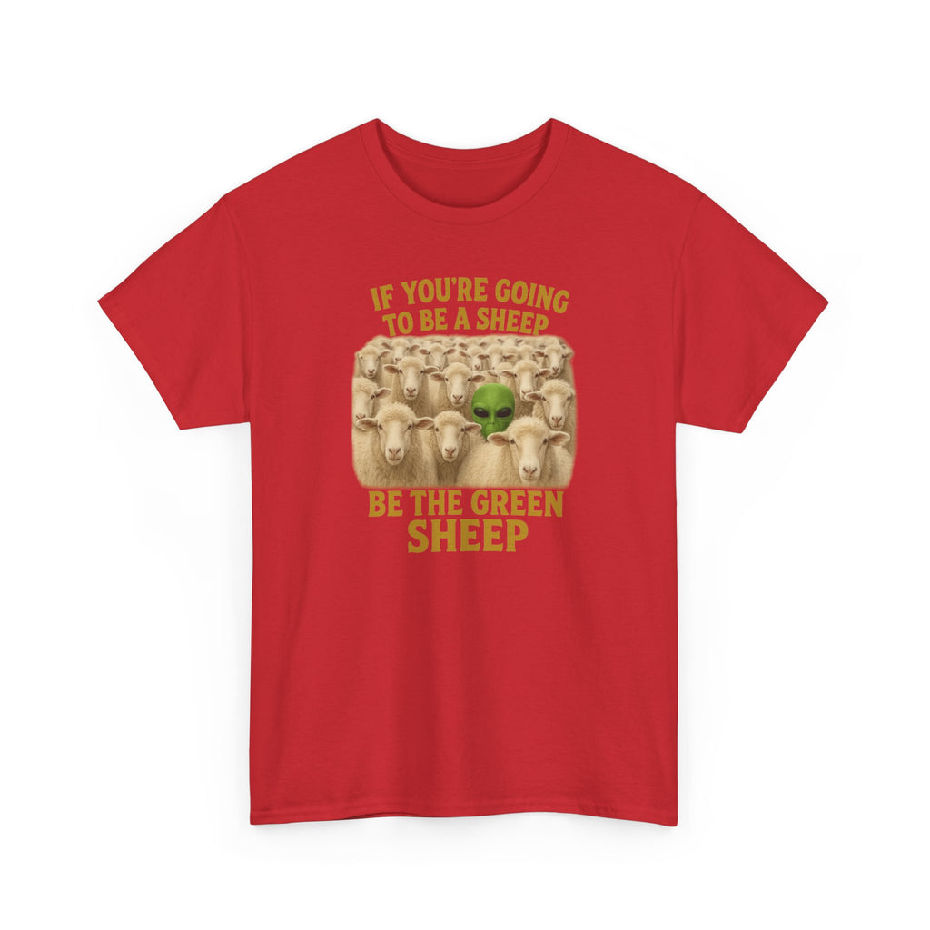 Be the Green Sheep Unisex Heavy Cotton Tee, Funny T-Shirt for the rebel in your life,  Gift for Friends, Casual Wear, Comfortable Basics