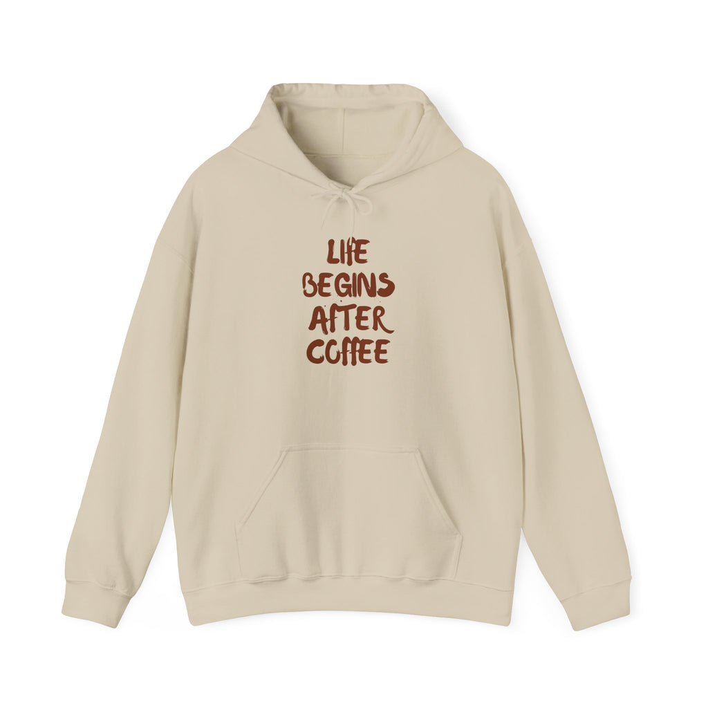 Life Begins After Coffee Hoodie - Cozy Unisex Hooded Sweatshirt for Coffee Lovers, Perfect Gift for Birthdays, Holidays, Relaxation