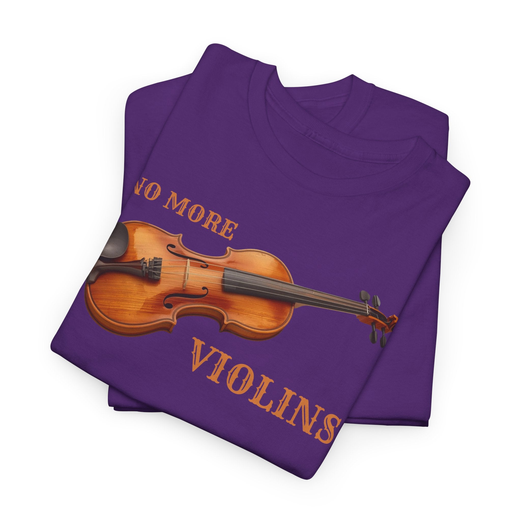 No More Violins Unisex Heavy Cotton Tee, Funny Music Lover T-Shirt, Gift for Musicians, Band Merchandise, Casual Wear, Birthday Gift