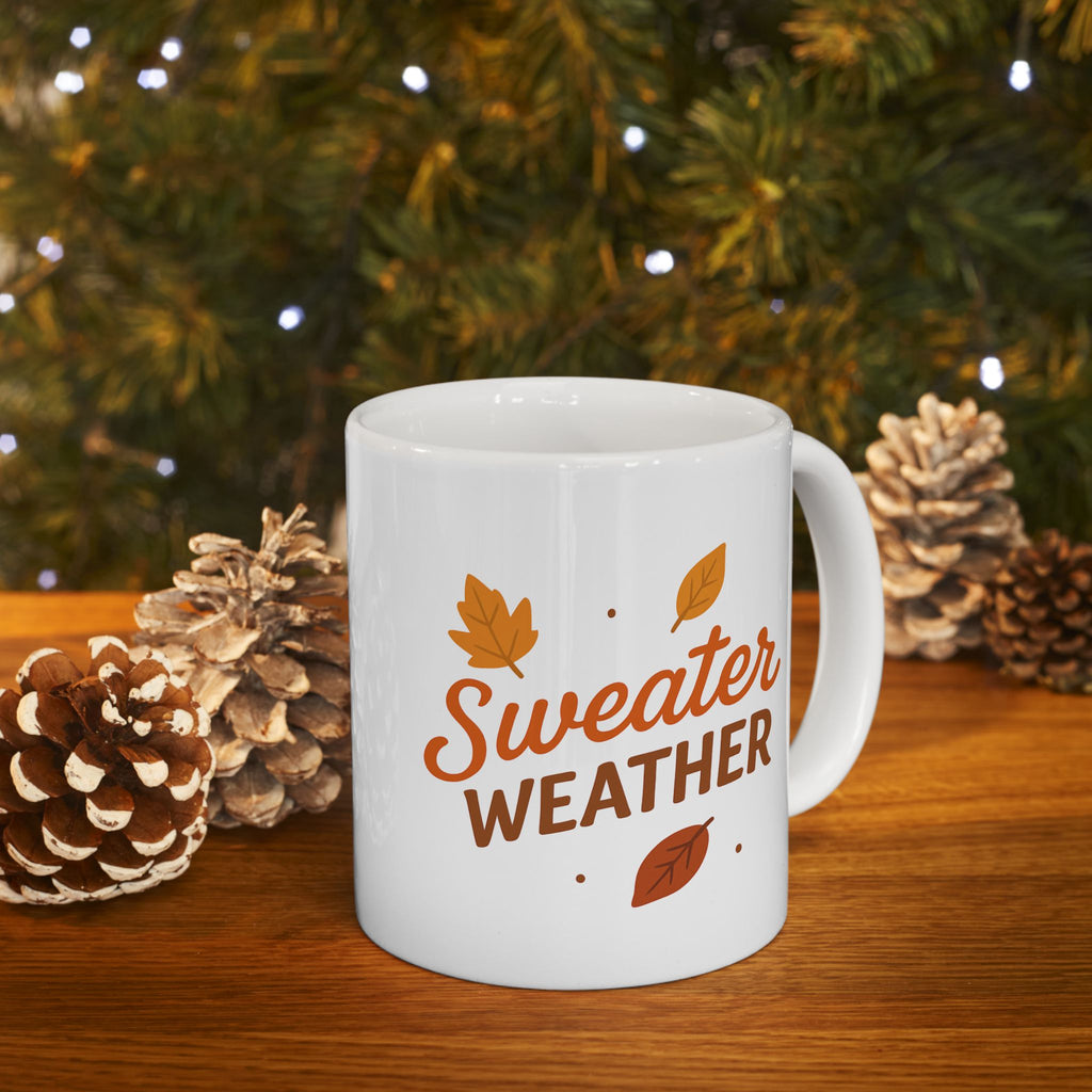 Sweater Weather Coffee Mug, Cozy Fall Ceramic Mug, Autumn Coffee Cup, Thanksgiving Gift, Seasonal Drinkware, Rustic Kitchen Decor