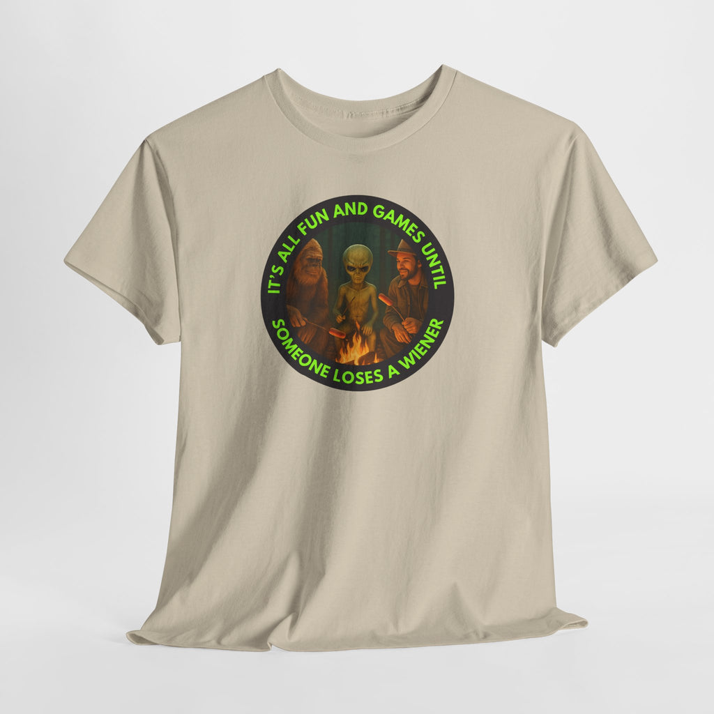It's All Fun and Games Until... Funny Alien Camping T-shirt, Gift for Gamers, Casual Wear, Unique Statement
