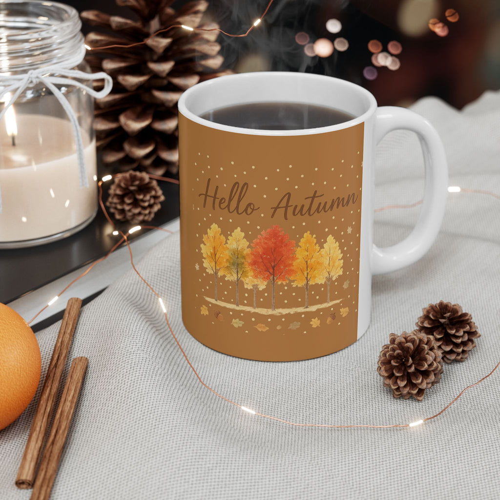 Autumn Leaves Ceramic Mug, Cozy Coffee Cup, Fall Decor, Thanksgiving Gift, Hot Beverage Mug, Seasonal Kitchenware