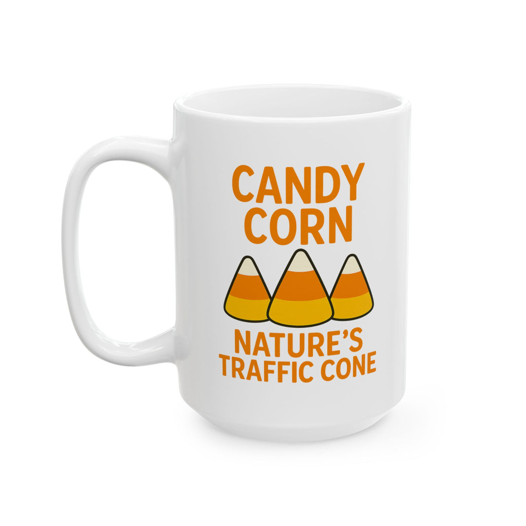 Festive Candy Corn Ceramic Mug - Perfect for Halloween, Trick-or-Treaters, Fall Decor, Cozy Vibes, Hot Cocoa Lovers
