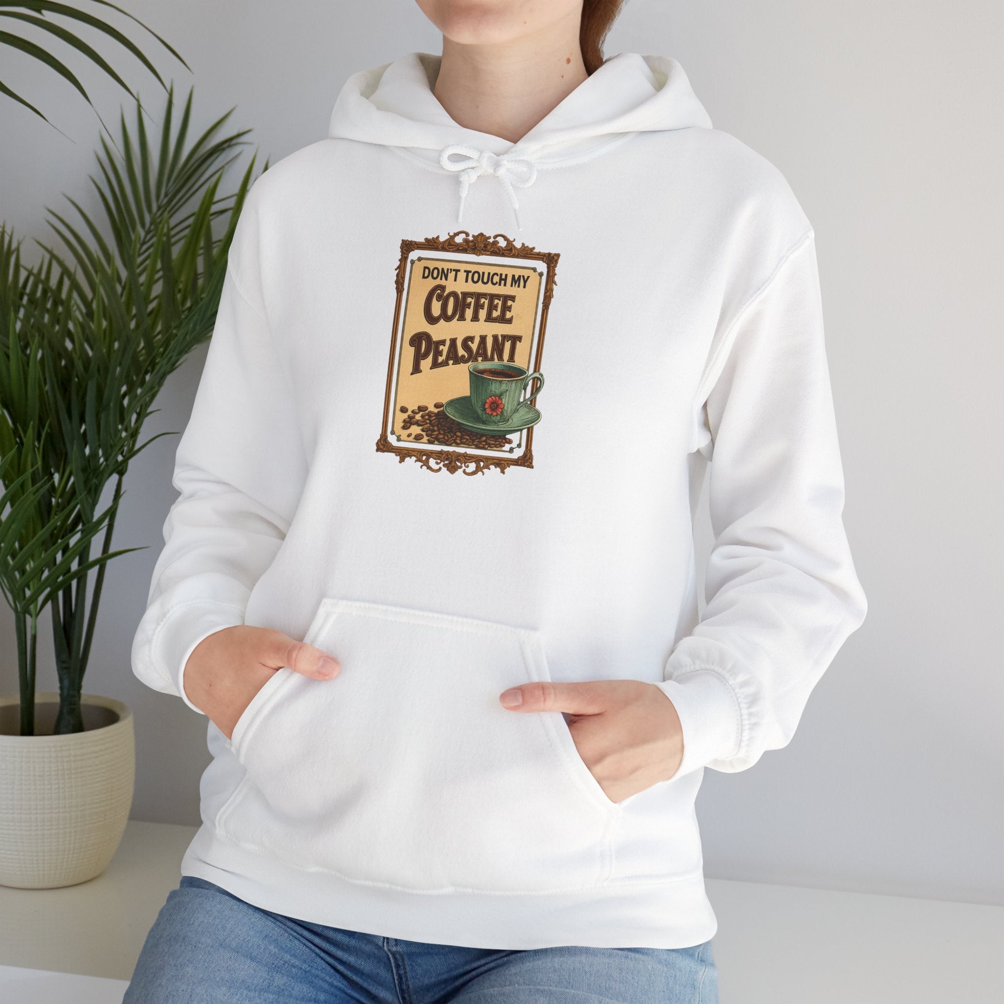 Funny - Don't Touch My Coffee Peasant Hoodie - Comfortable Unisex Sweatshirt for Coffee Lovers,  College Students, Casual Wear, Cafe Style,