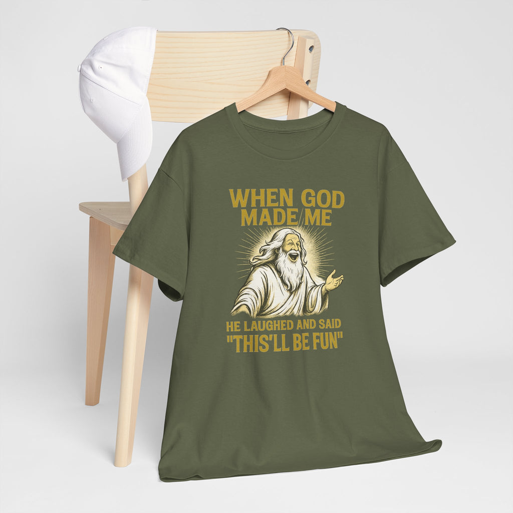 God Made Me / Rebel Tee, Unisex Cotton Shirt, Funny Religious Gift, Casual Wear, Spiritual Quote Tee