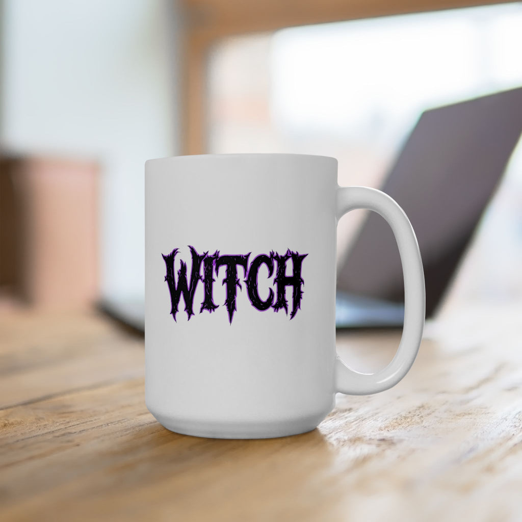 Cool, Spooky Black and Purple Witchy Ceramic Mug - Perfect for Coffee Lovers, Gift for Witches, Halloween Decor, Purple Design