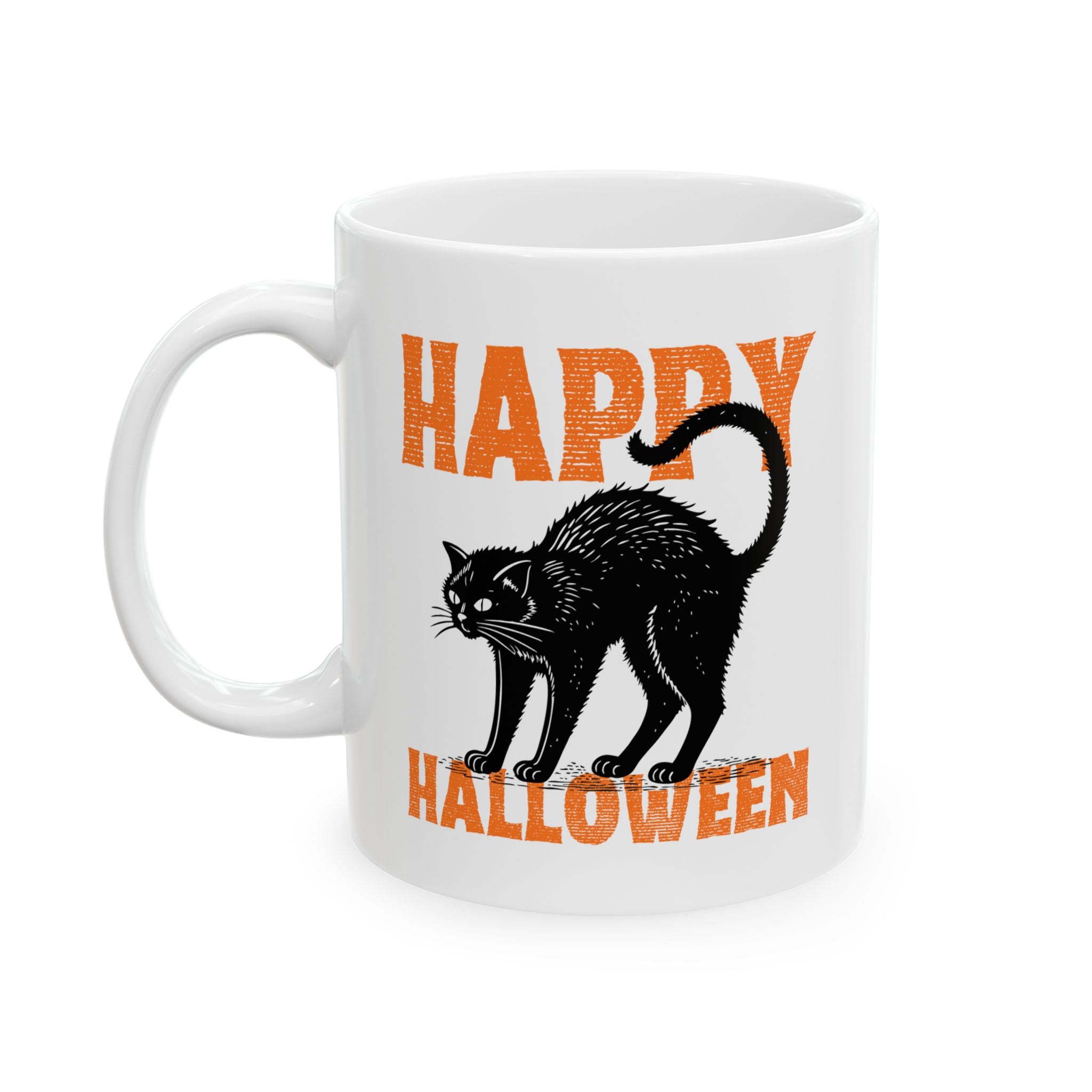Halloween Cat Ceramic Mug - Perfect for Spooky Season, Cat Lovers, Fall Decor, Halloween Parties, Coffee Lovers