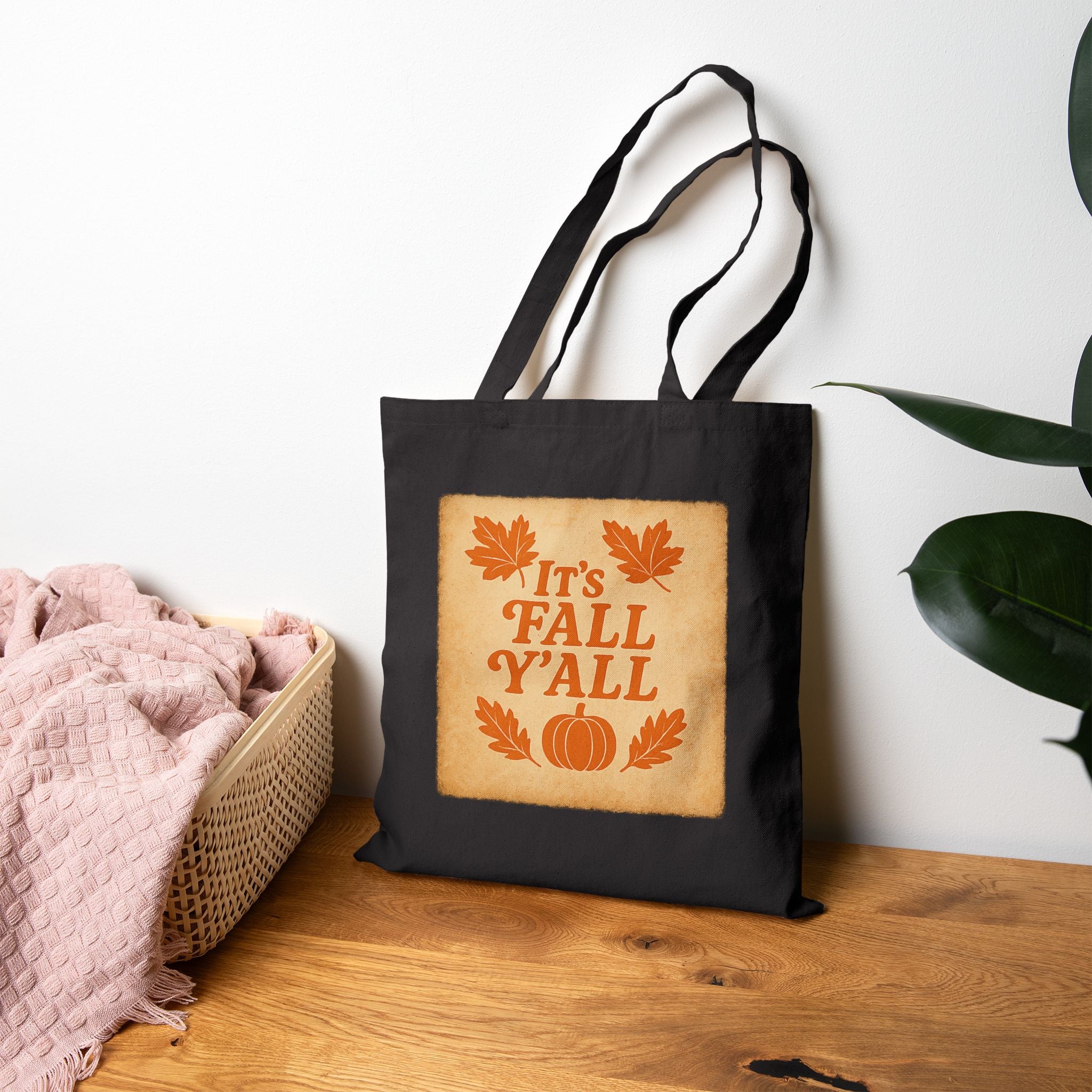 IT'S FALL Y'ALL - Autumn-Themed Cotton Canvas Tote Bag, Perfect for Fall, Halloween, Thanksgiving, Eco-Friendly Grocery Bag, Seasonal Gift