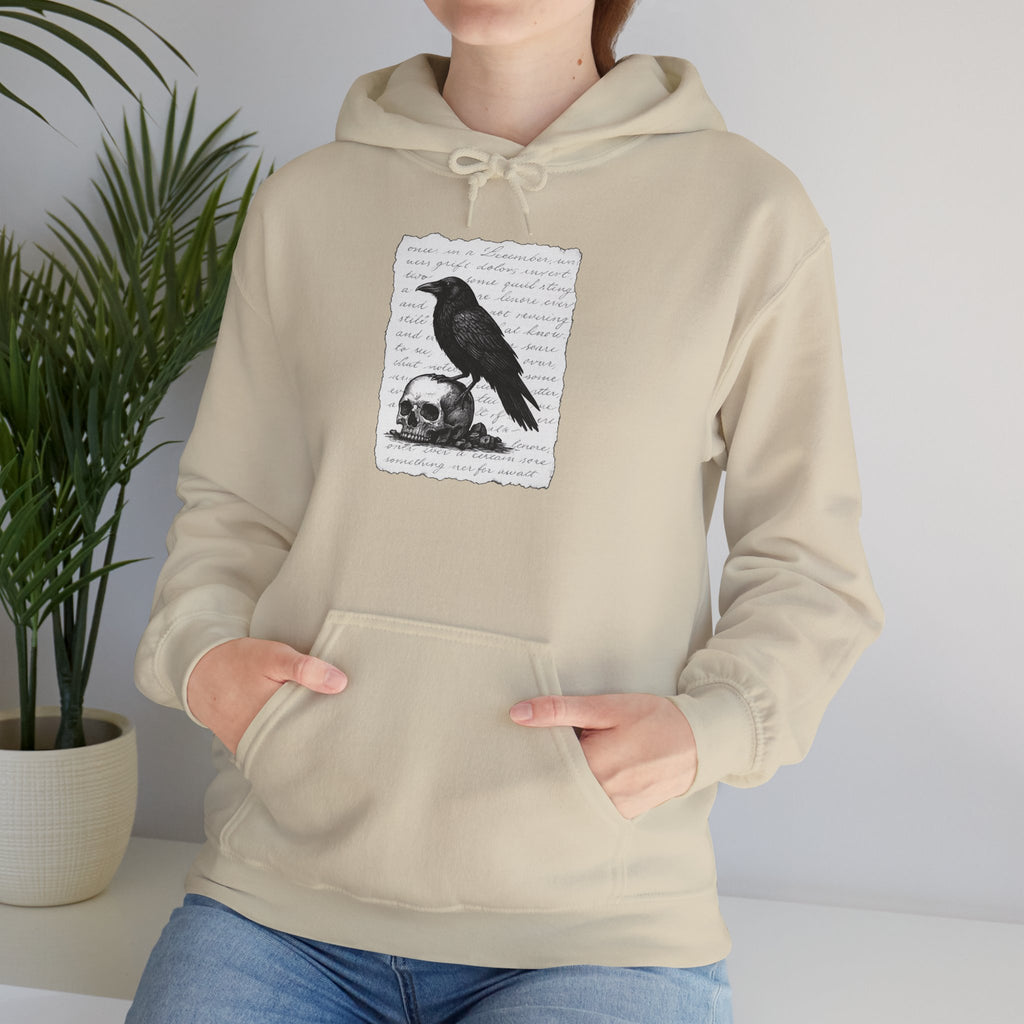 Gothic Raven Hoodie, Cozy Sweatshirt, Unisex Pullover, Halloween Apparel, Fall Fashion, Book Lovers, Theatre Lovers