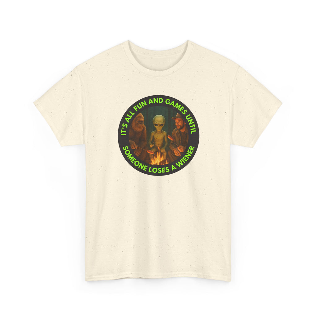 It's All Fun and Games Until... Funny Alien Camping T-shirt, Gift for Gamers, Casual Wear, Unique Statement