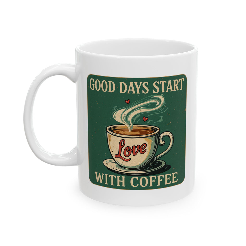 Coffee Lover's Ceramic Mug - Perfect Start with Coffee, Mug, Gift for Moms, Funny Coffee Mug, Kitchen Decor