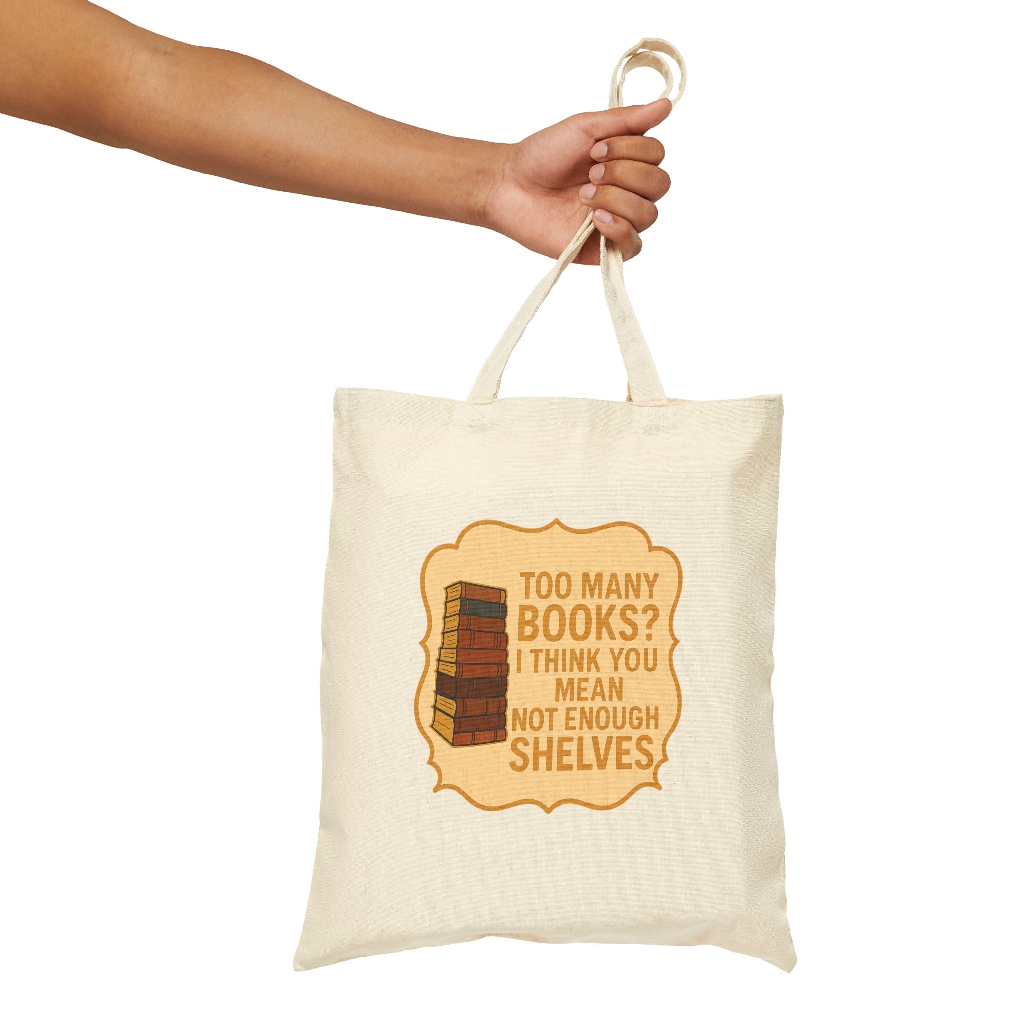 TOO MANY BOOKS - Tote Bag | Funny Literary Gift for Book Lovers | Perfect for Shopping, School, Beach, Library, Book Clubs
