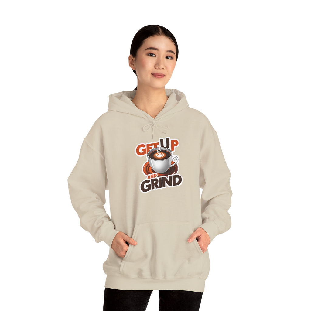 Get Up and Grind Motivational Coffee -Themed Hoodie | Motivational Gift for Coffee Lovers, Unisex Casual Wear, Perfect for Gym, School, Office
