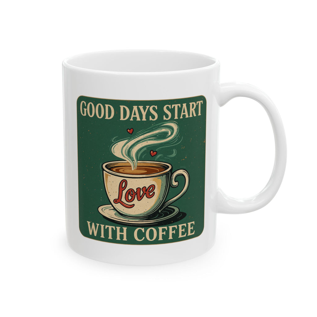 Coffee Lover's Ceramic Mug - Perfect Start with Coffee, Mug, Gift for Moms, Funny Coffee Mug, Kitchen Decor