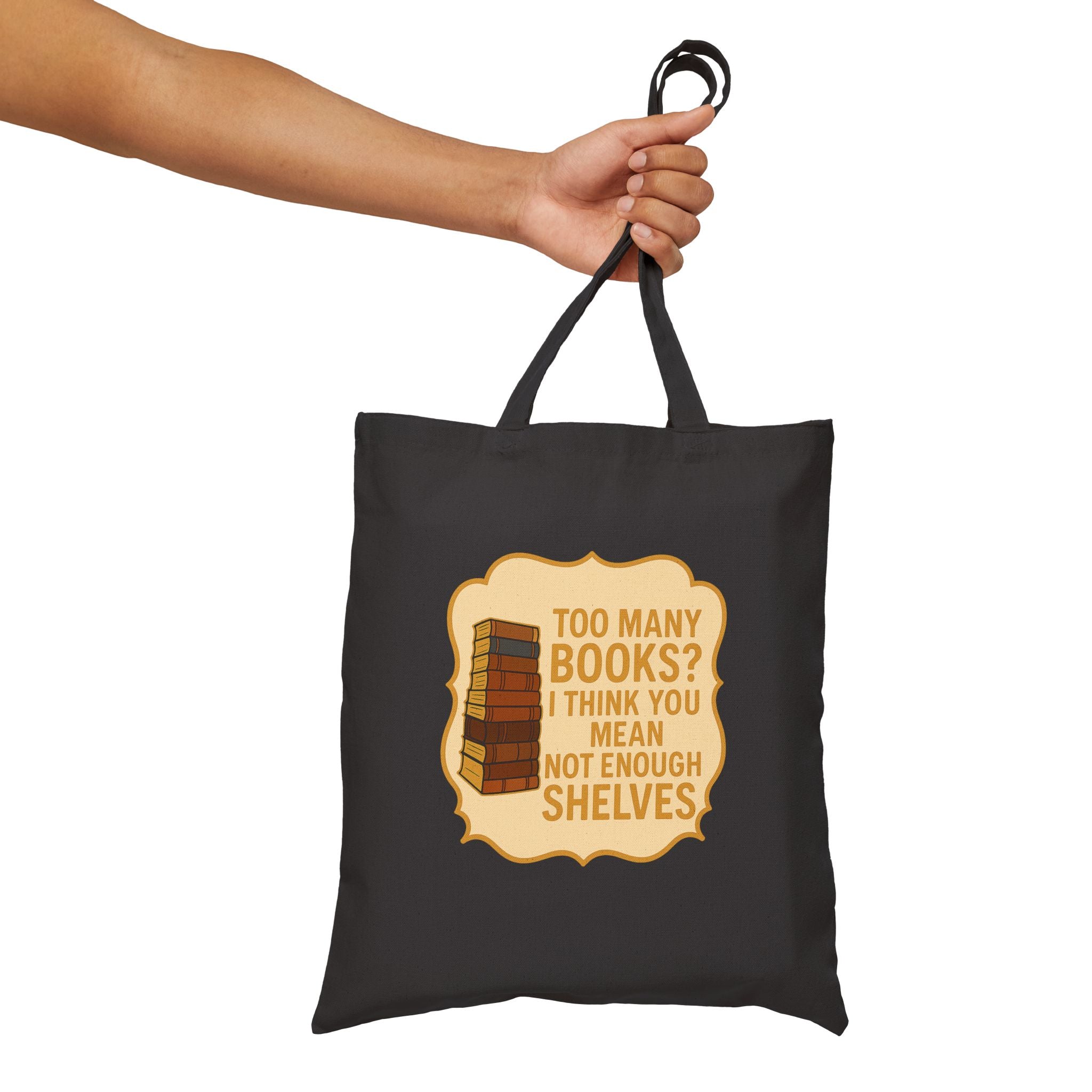 TOO MANY BOOKS - Tote Bag | Funny Literary Gift for Book Lovers | Perfect for Shopping, School, Beach, Library, Book Clubs