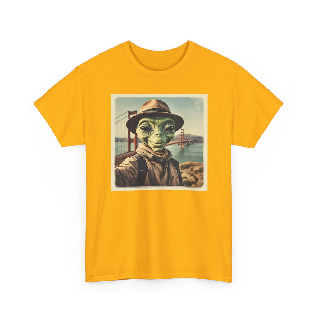 Alien Selfie Tee, Funny Graphic T-Shirt, Unique Art Shirt, Unisex Cotton Tee, Gift for Space Lovers, Quirky Style Wear