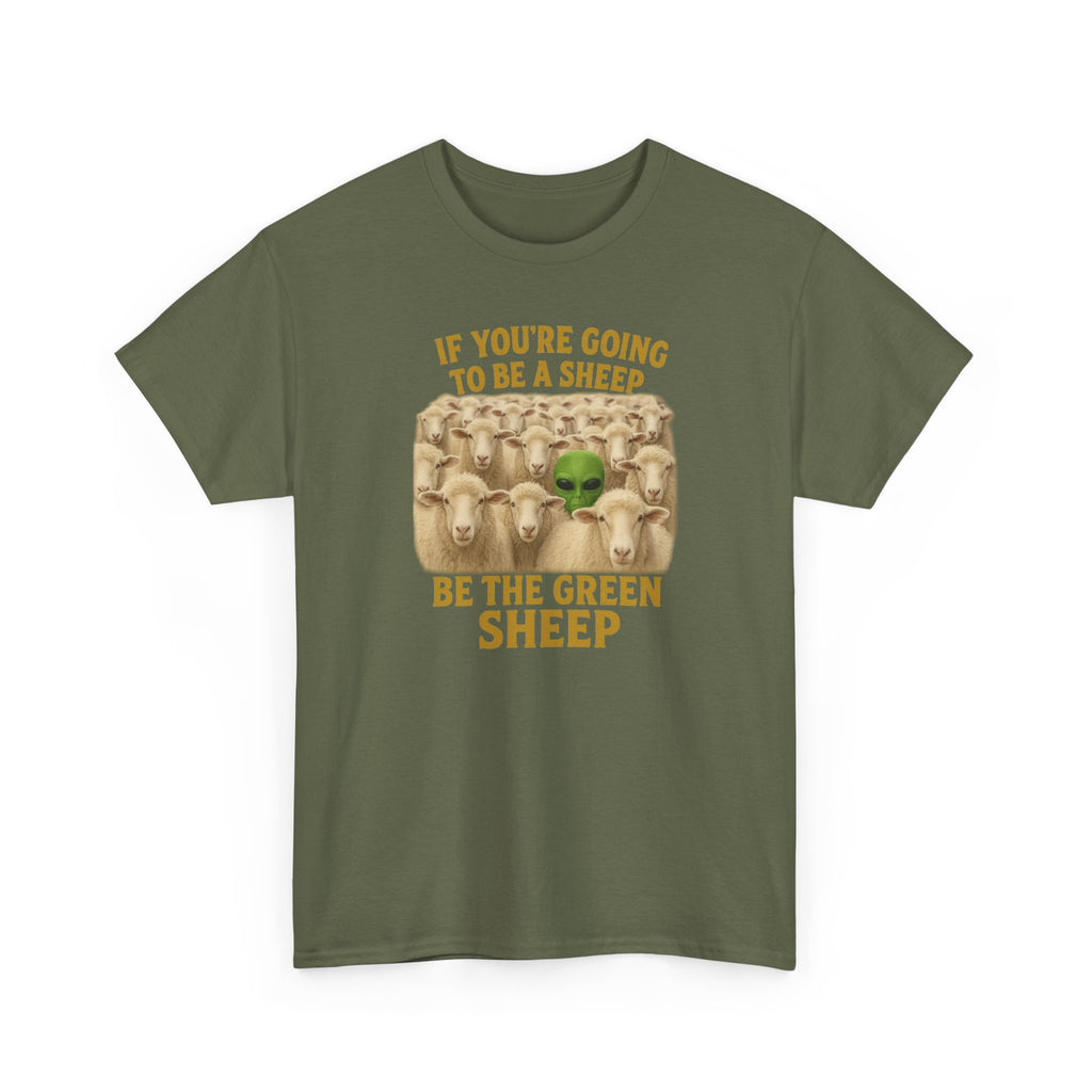 Be the Green Sheep Unisex Heavy Cotton Tee, Funny T-Shirt for the rebel in your life,  Gift for Friends, Casual Wear, Comfortable Basics