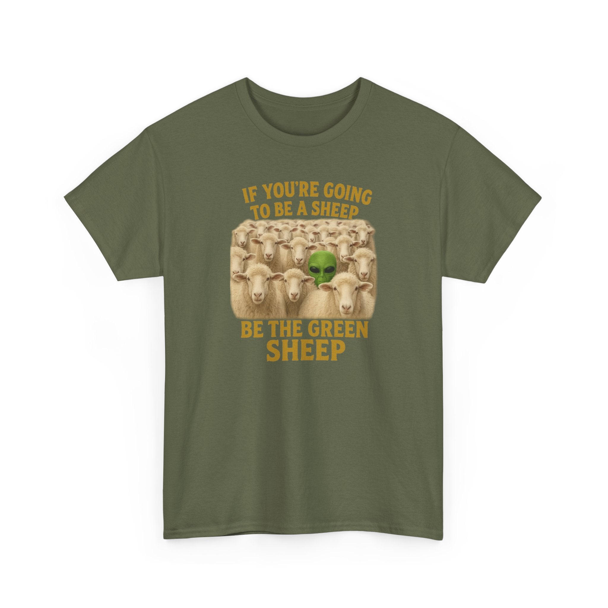 Be the Green Sheep Unisex Heavy Cotton Tee, Funny T-Shirt for the rebel in your life,  Gift for Friends, Casual Wear, Comfortable Basics