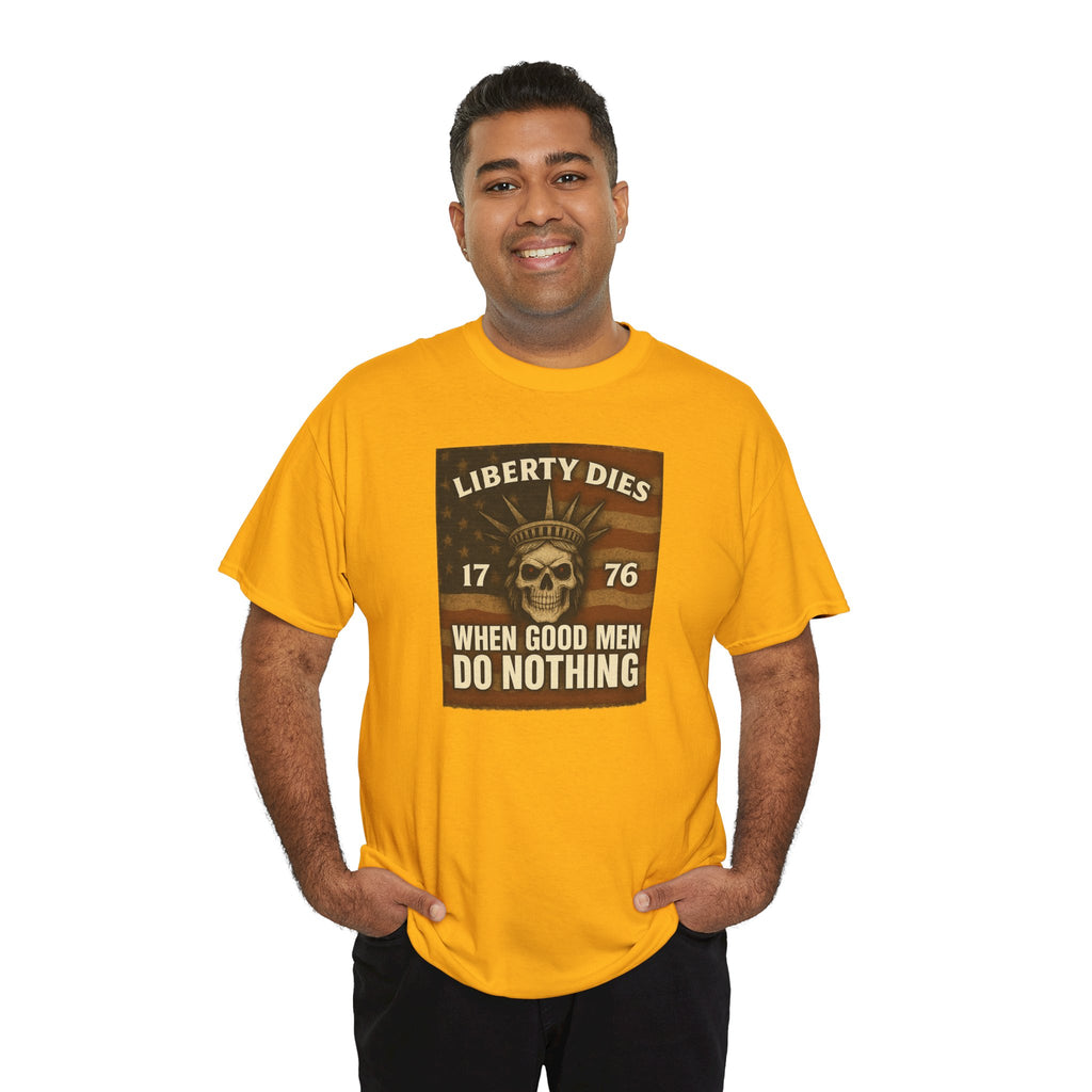 Liberty Dies Unisex Heavy Cotton Tee, Patriotic T-Shirt, 4th of July Gift, Independence Day Apparel, Vintage Style Tee